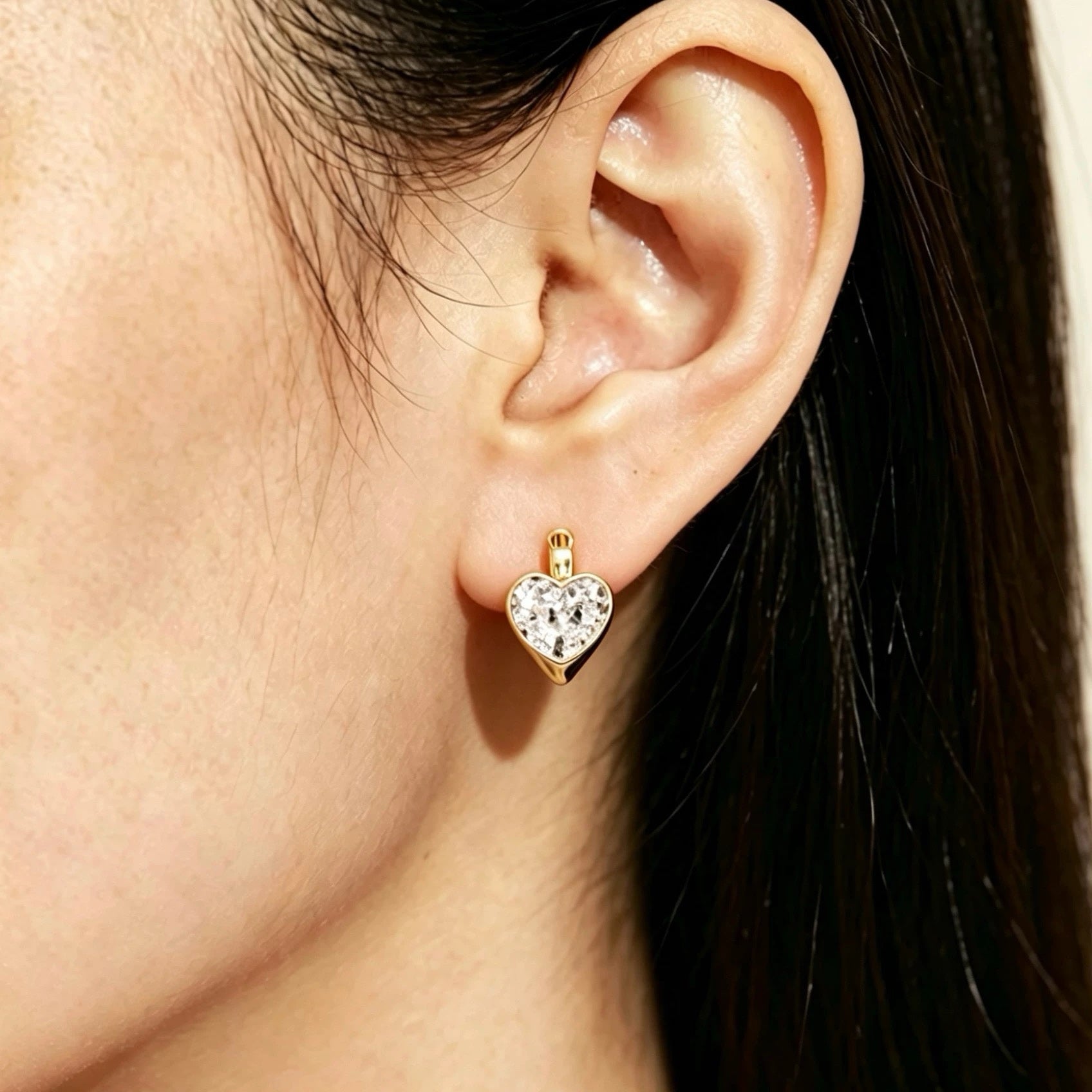 Two tone heart earrings