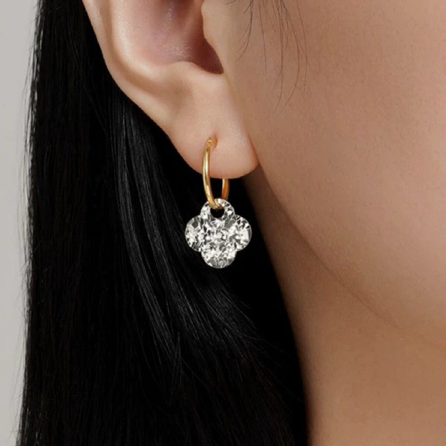 Two Tone Clover Earrings