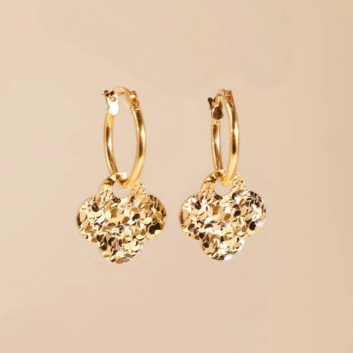 Two Tone Clover Earrings