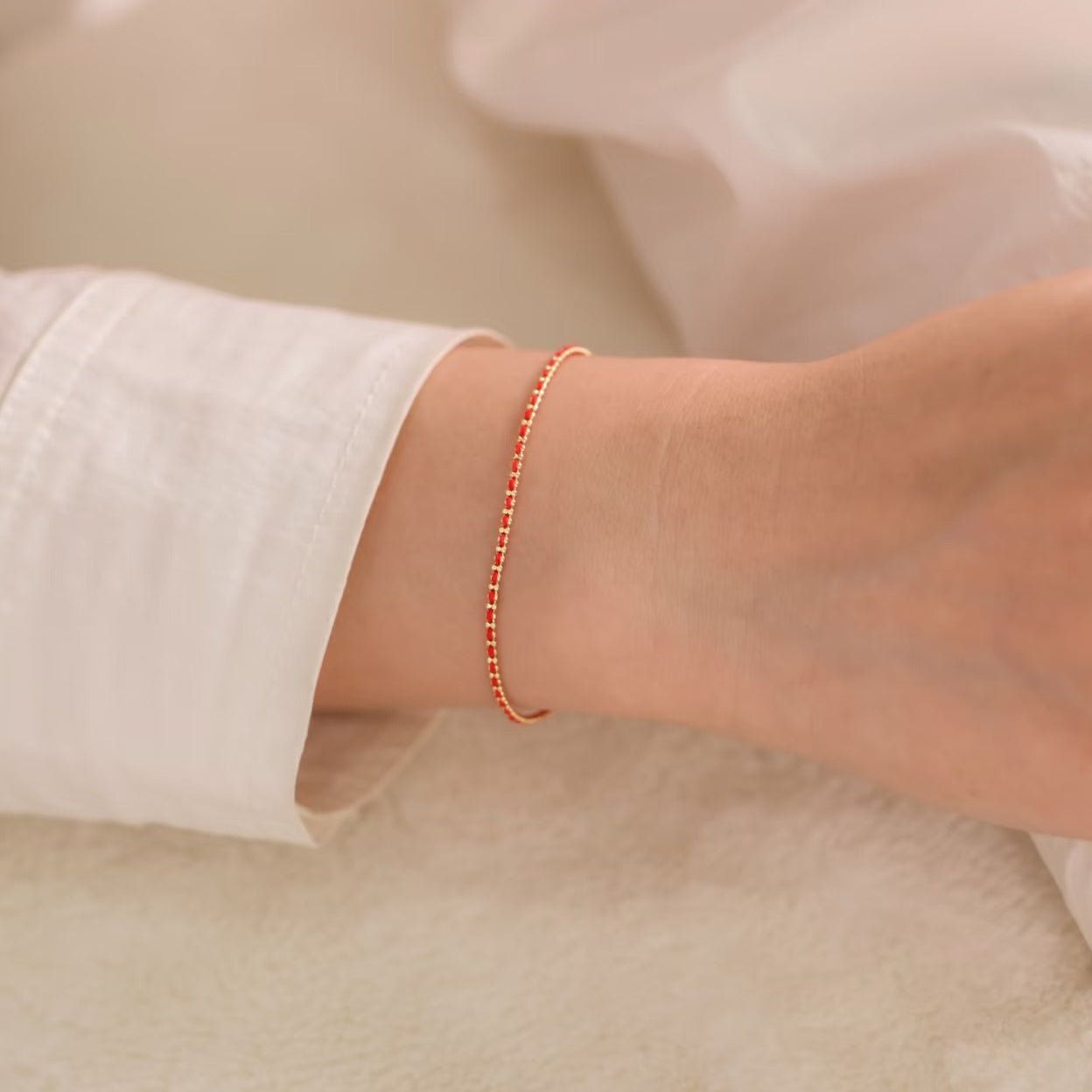 Thin Red Chain Bracelet