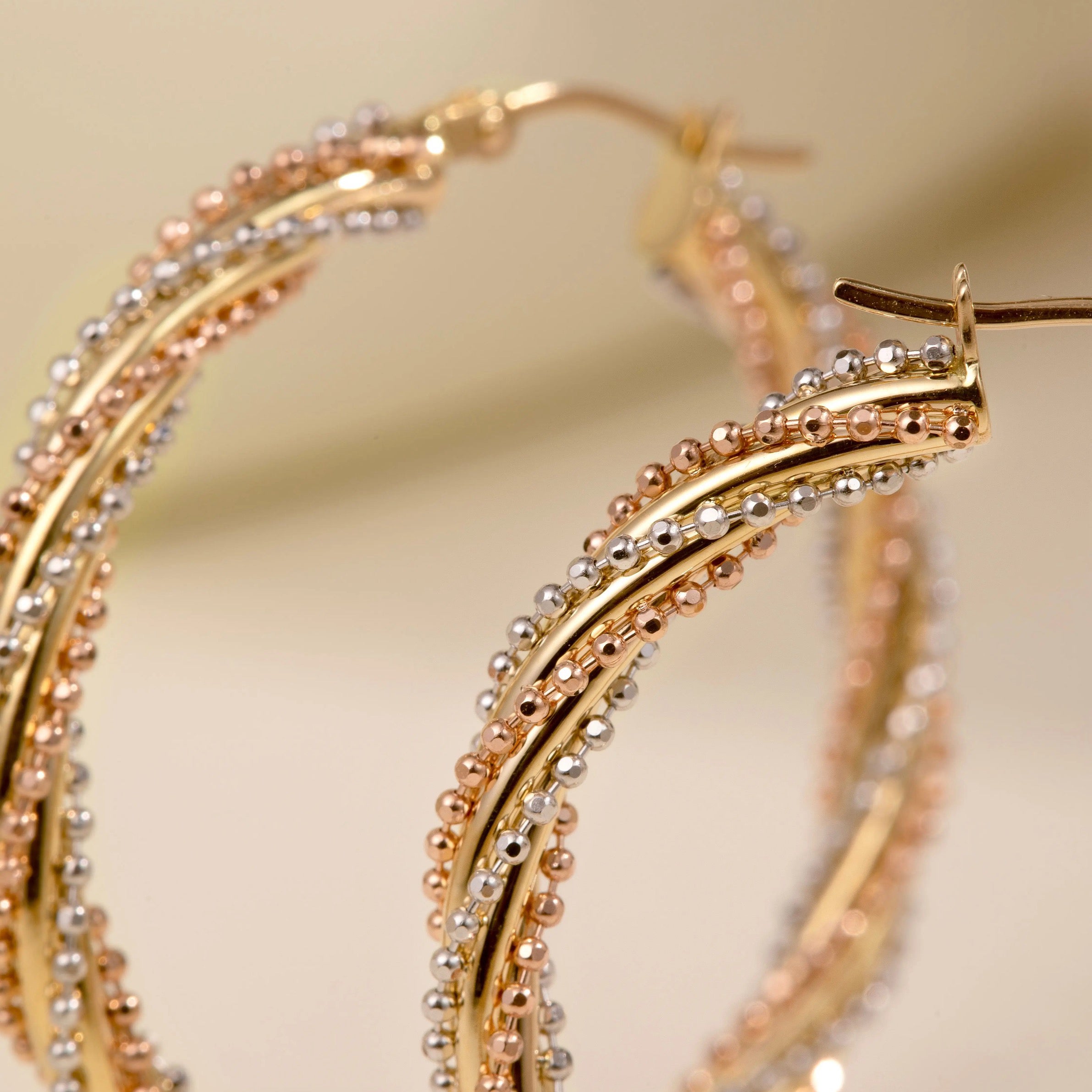 Three Tone Hoop Earrings
