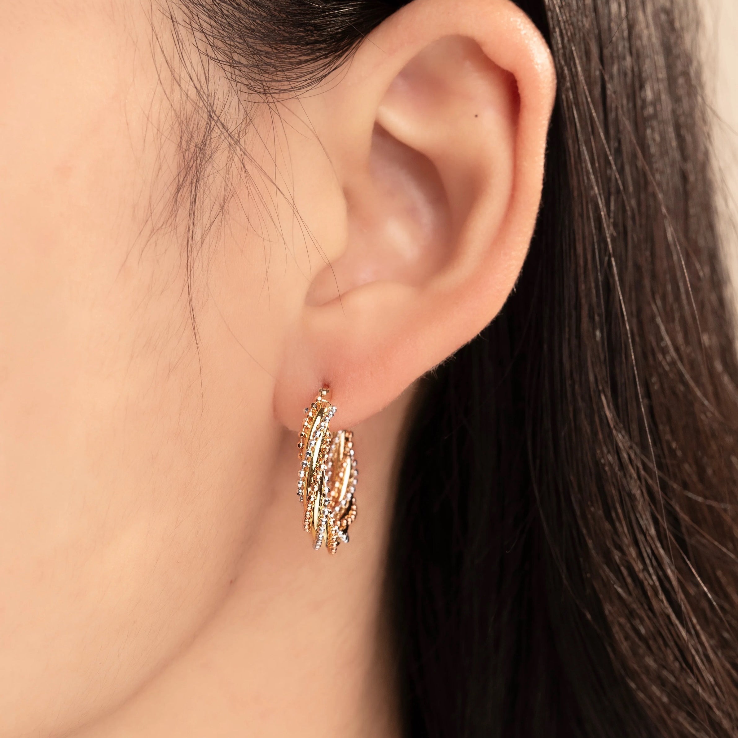 Three Tone Hoop Earrings