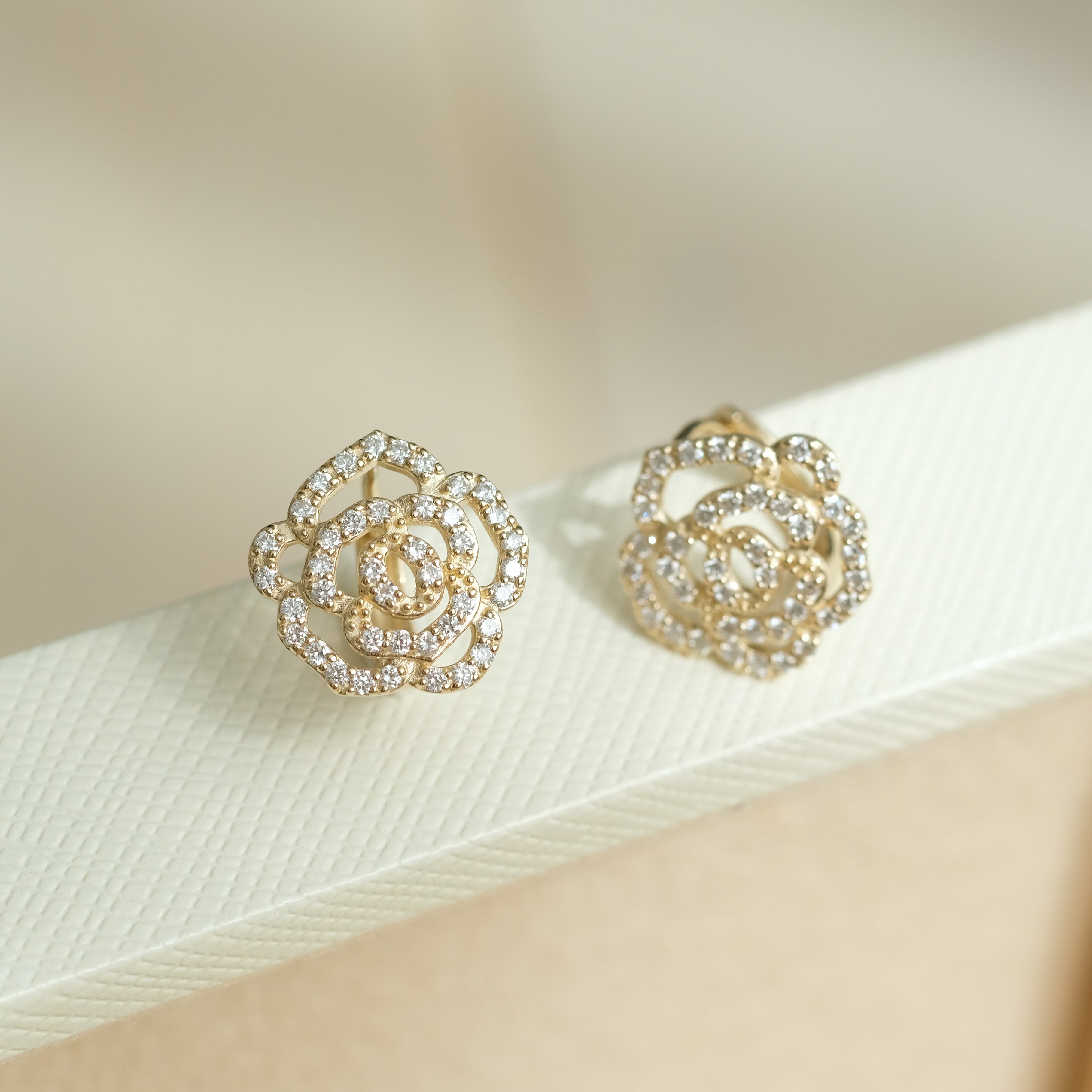 Camellia Flower Hoops