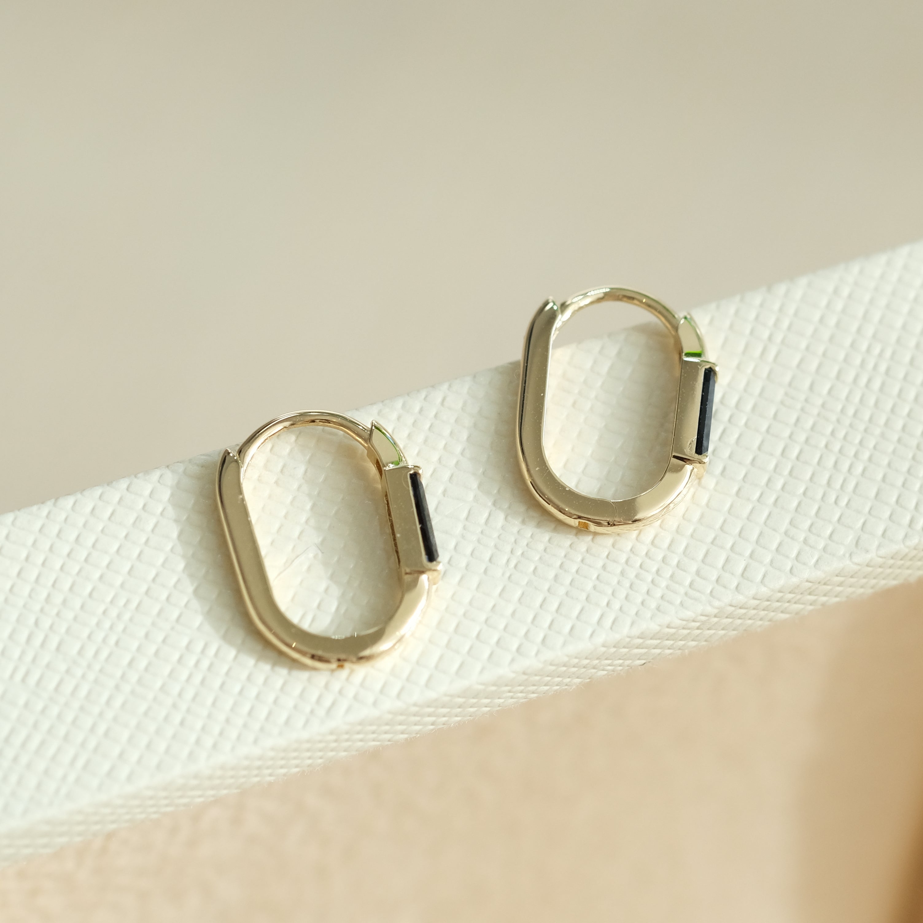 Black CZ Huggie Hoops