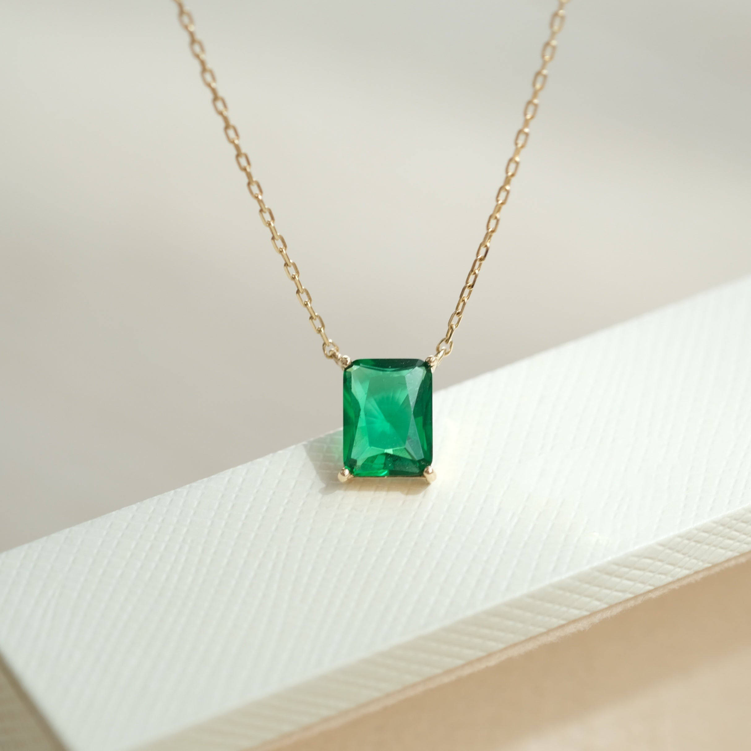 Square Emerald Necklace