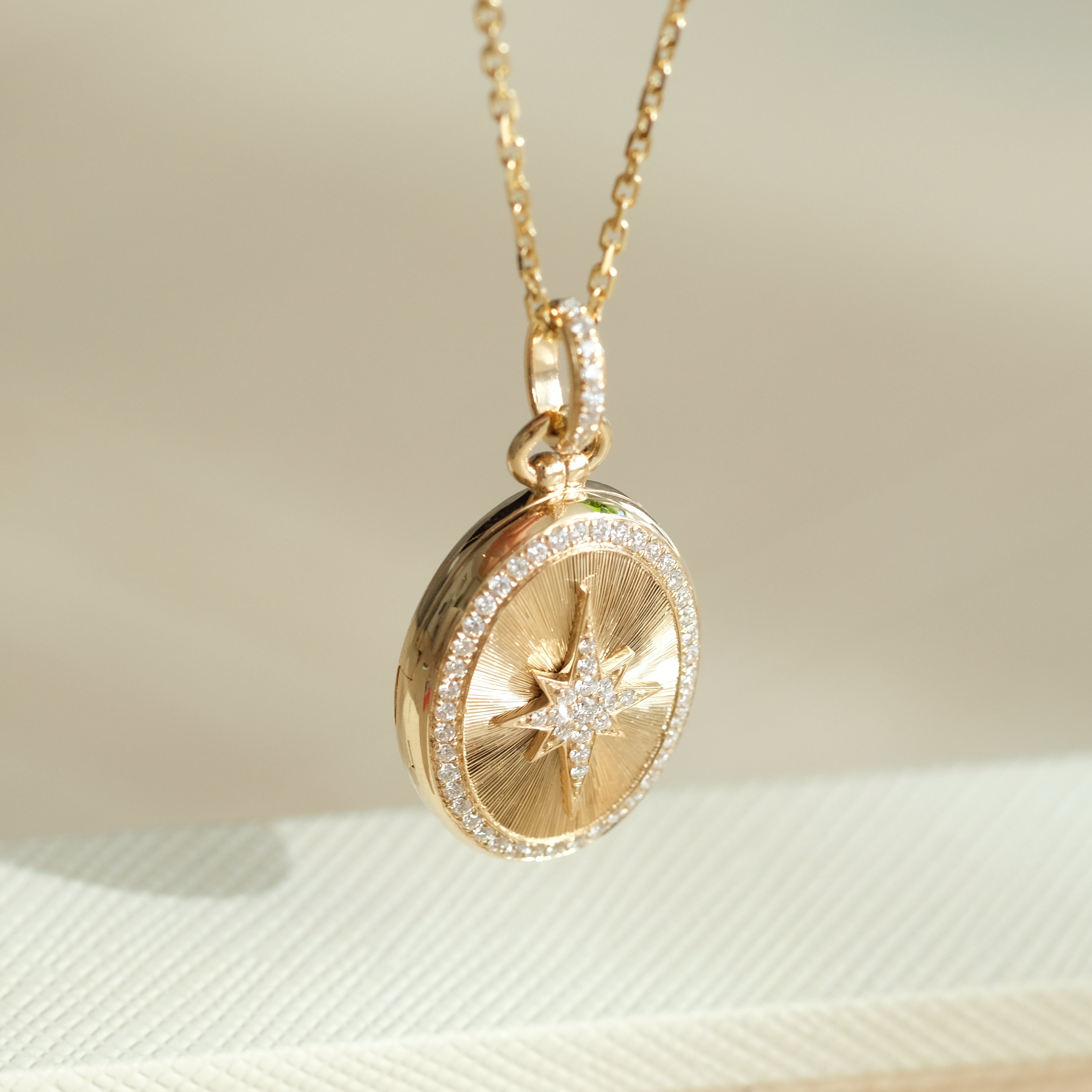 Brushed Eight Point Star Photo Locket