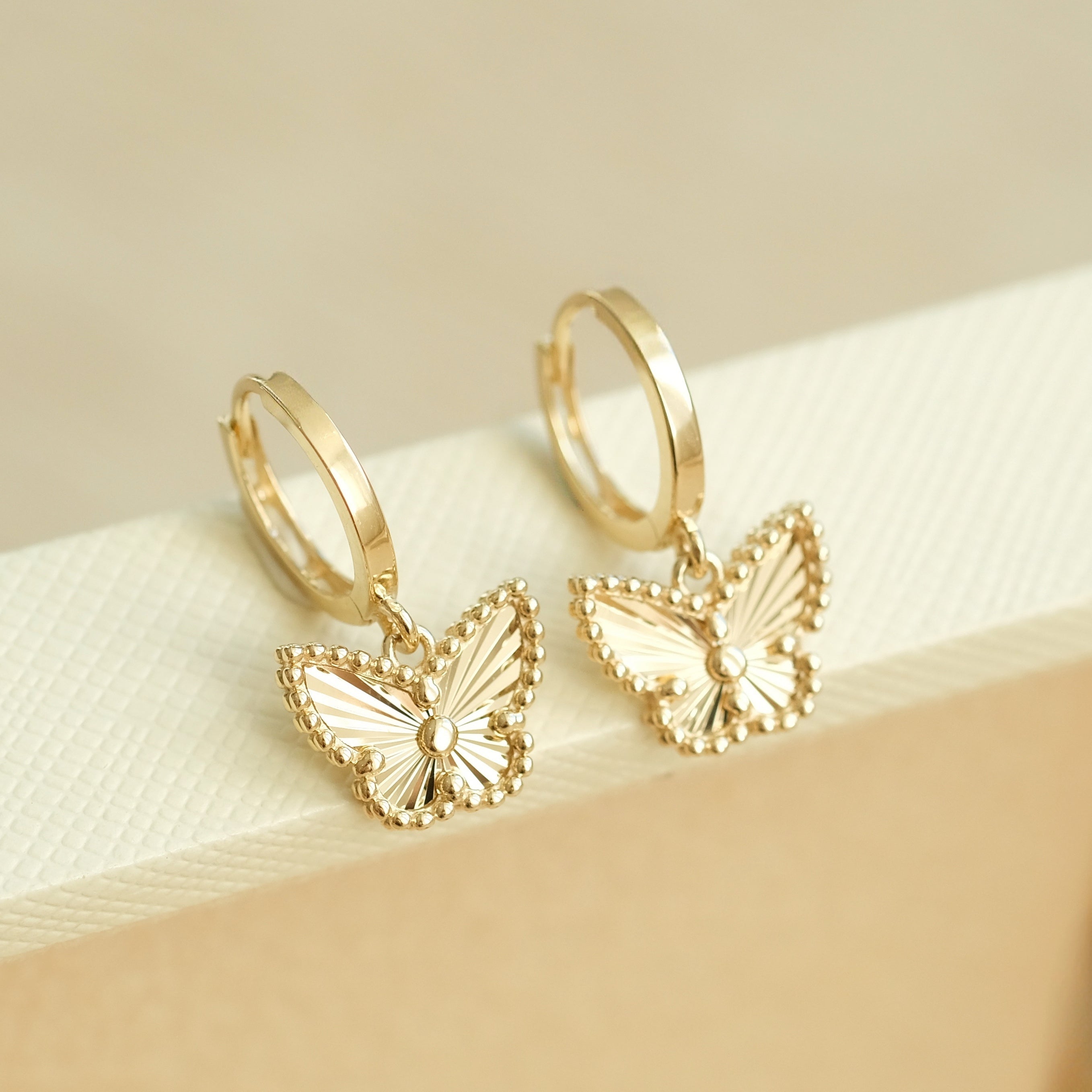 Laser Cut Butterfly Huggie Earrings