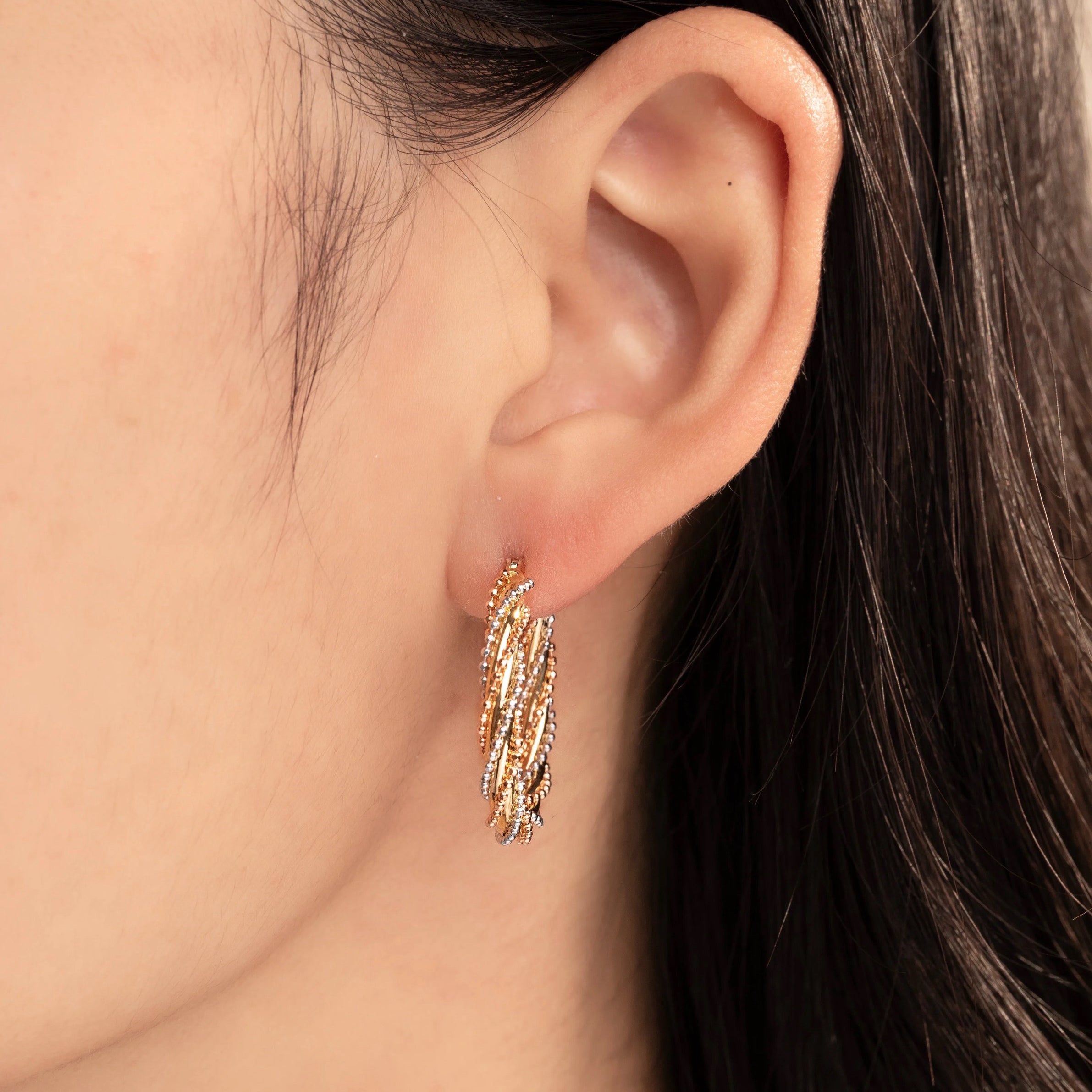 Three Tone Hoop Earrings