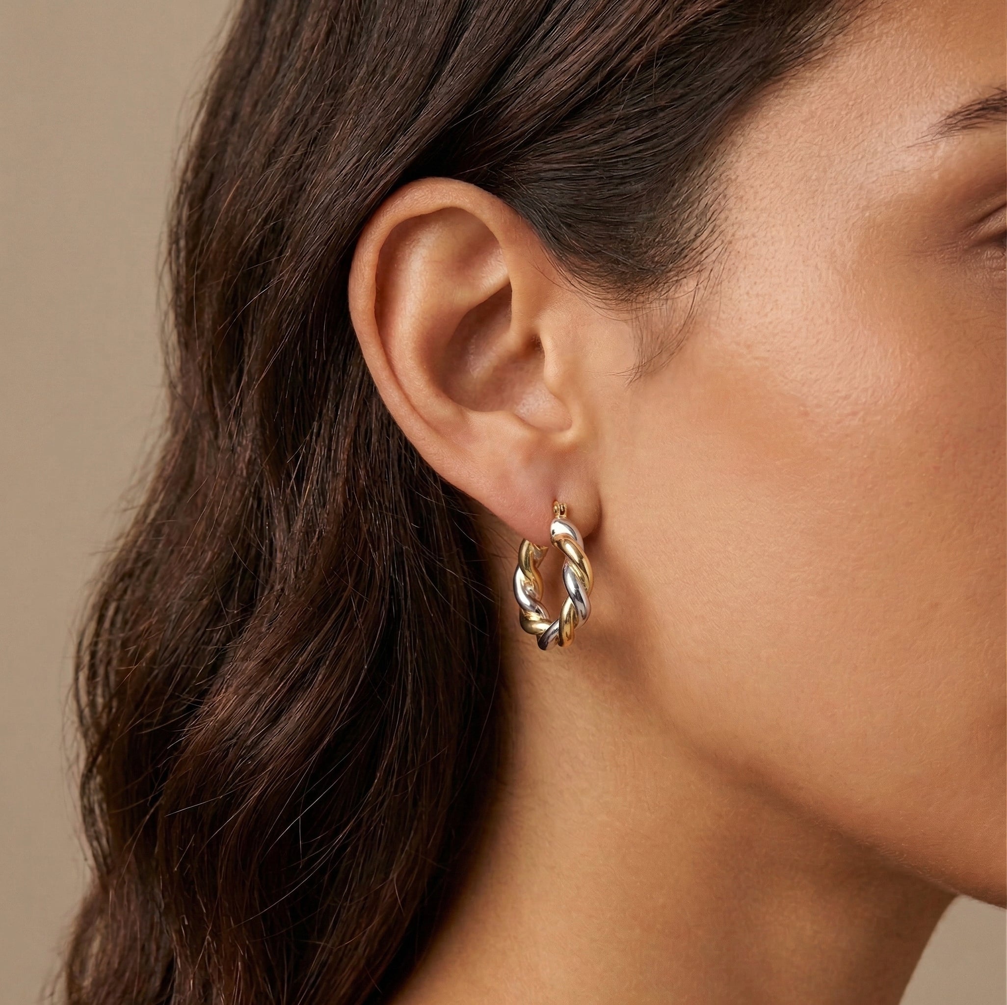 Two Tone Chunky Twist Hoop