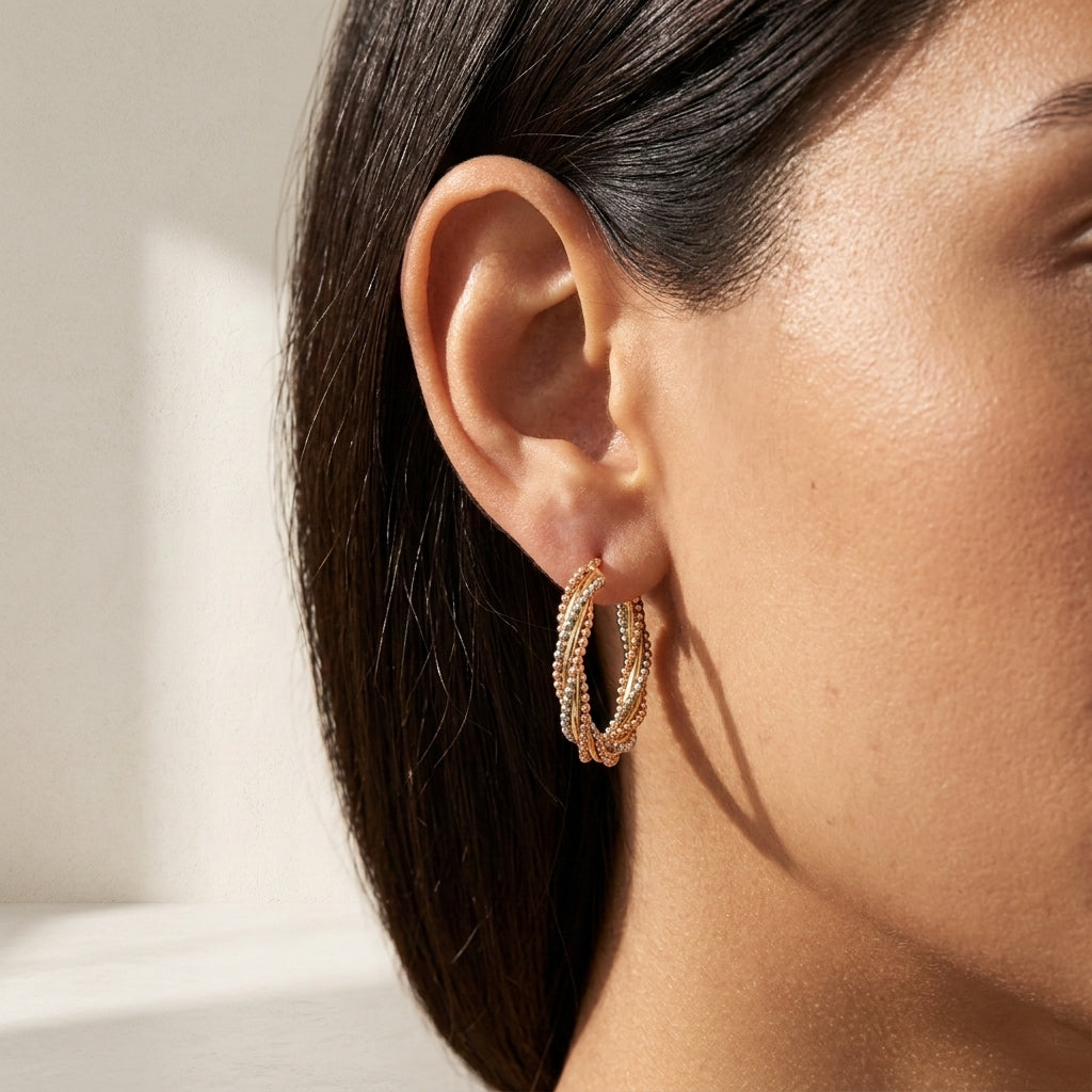 Three Tone Hoop Earrings