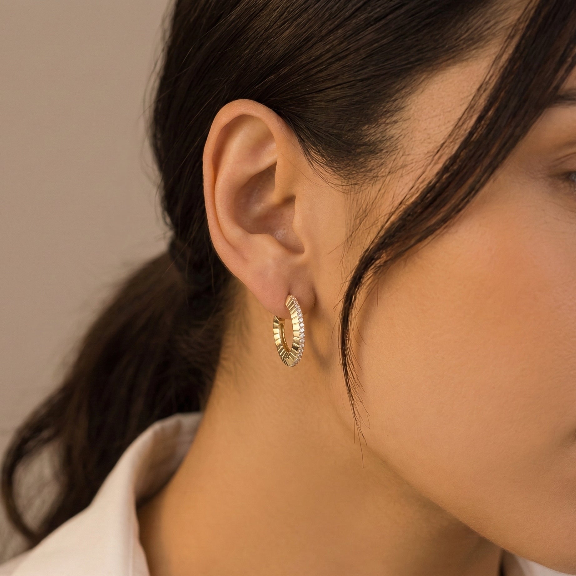 Paved CZ Stone Hoops