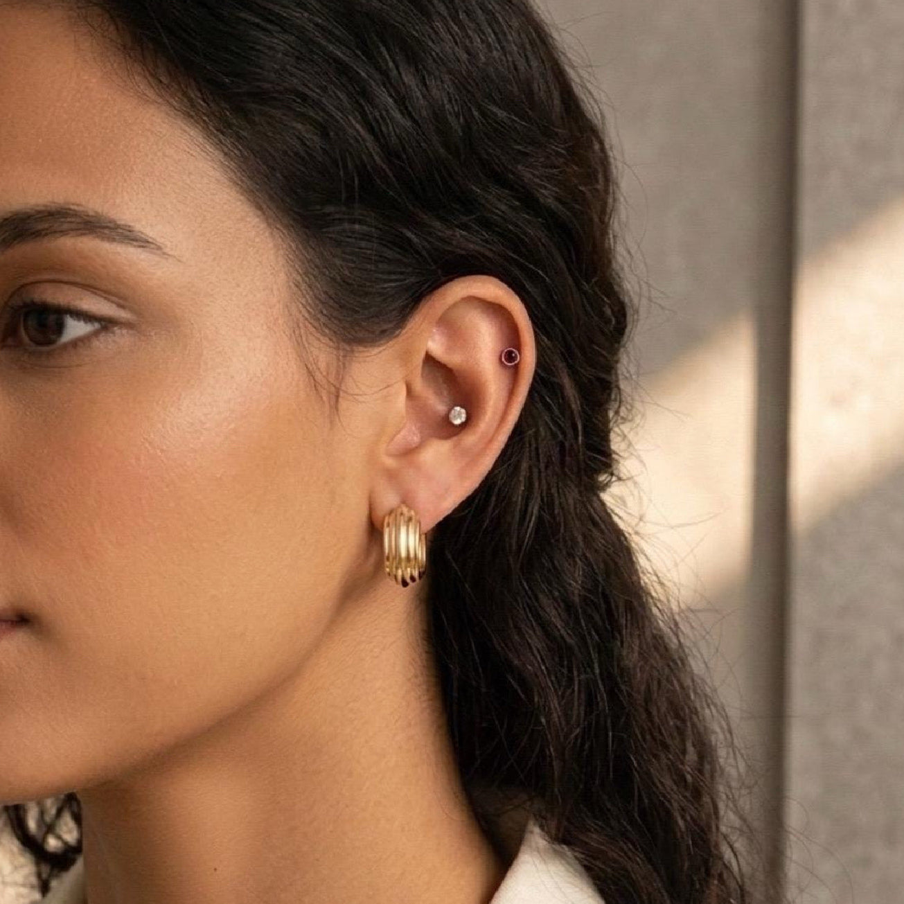 Chunky Ridge Hoop Earrings