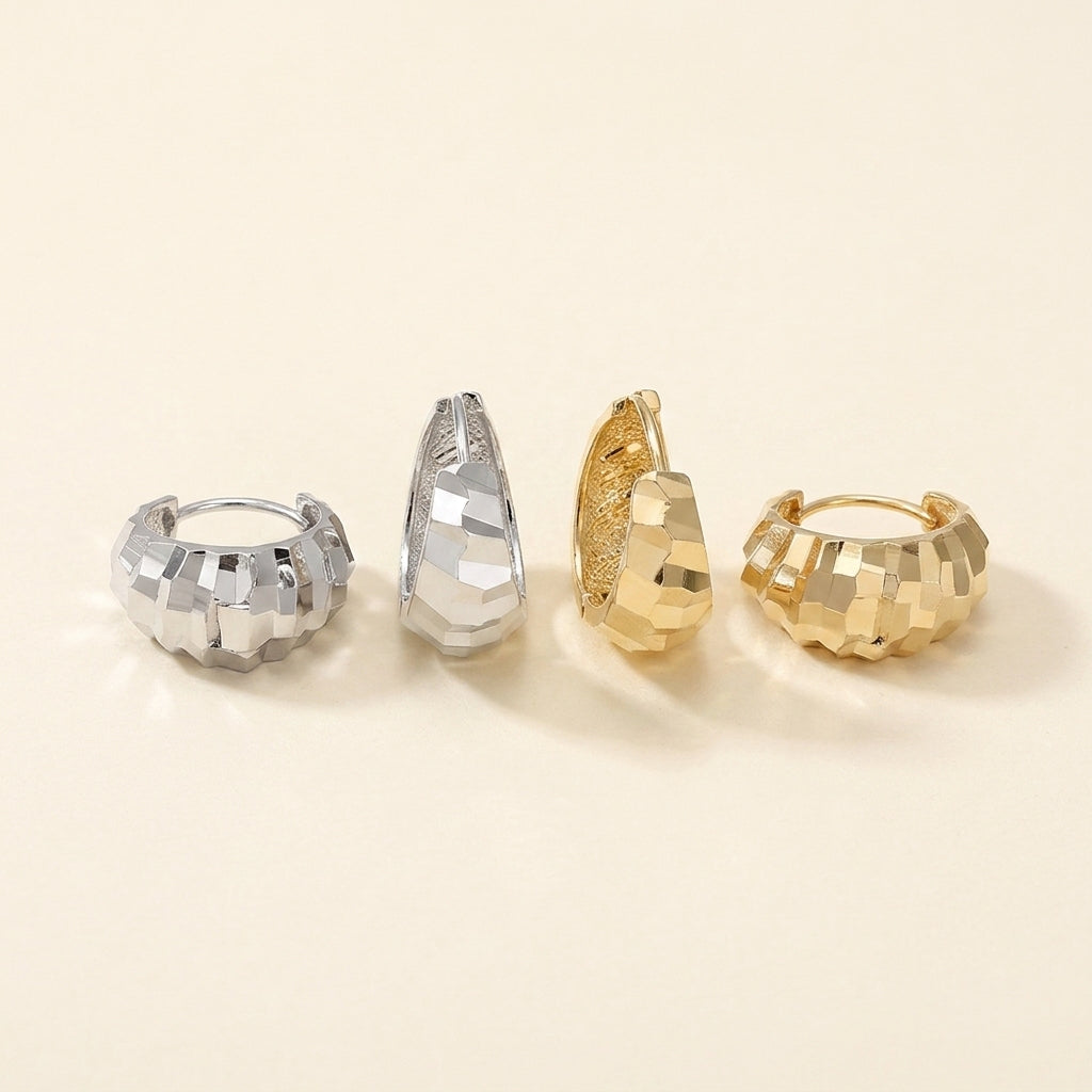 faceted tapered hoops