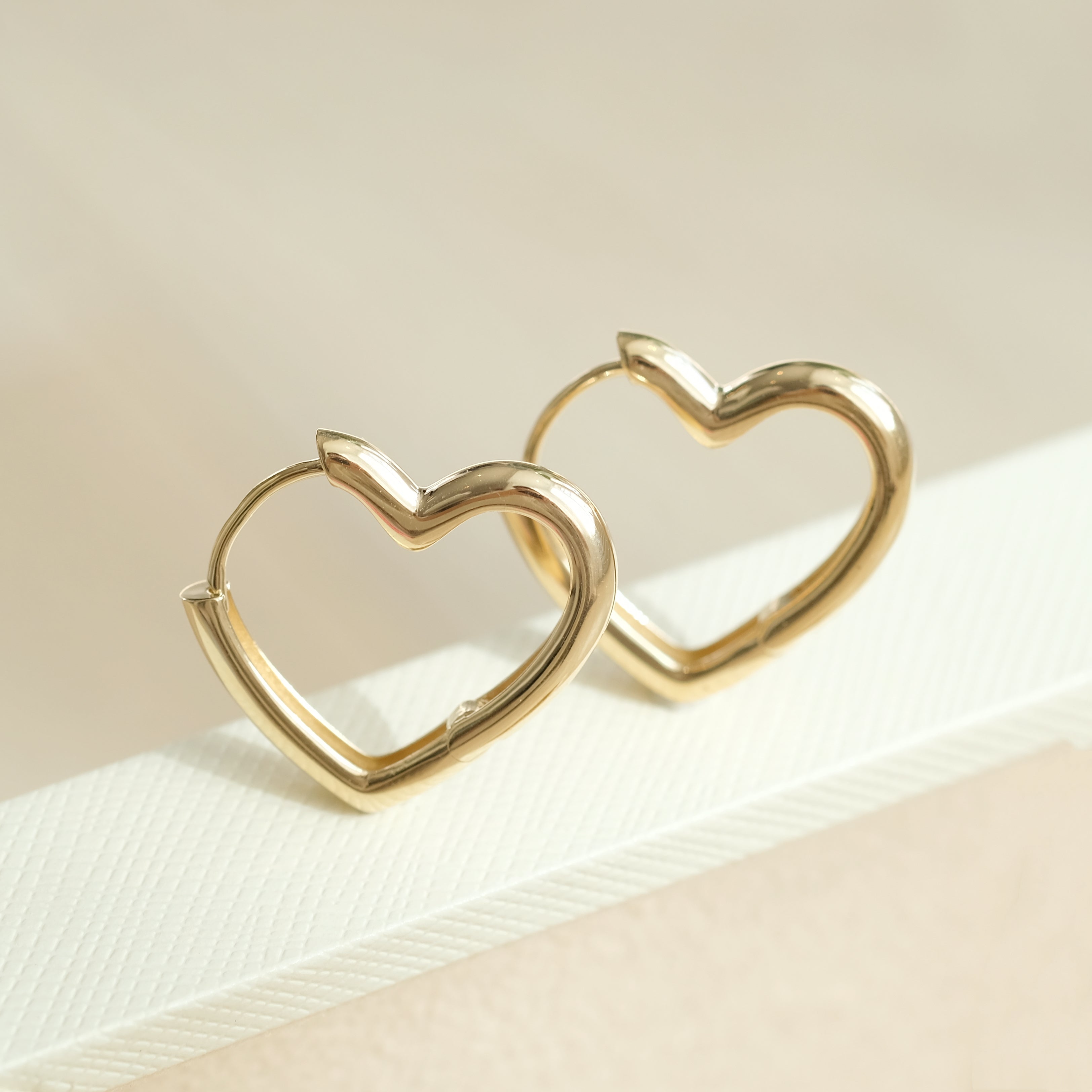 Classic Gold Heart Hoops