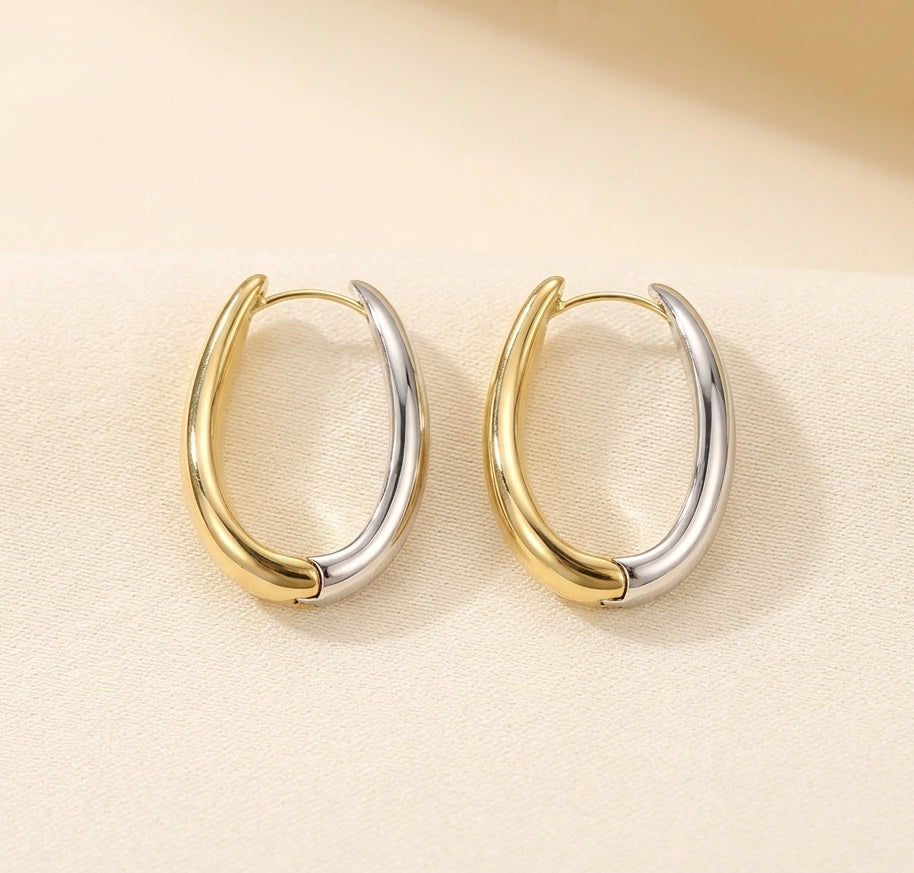 Two Tone Wavey Hoops