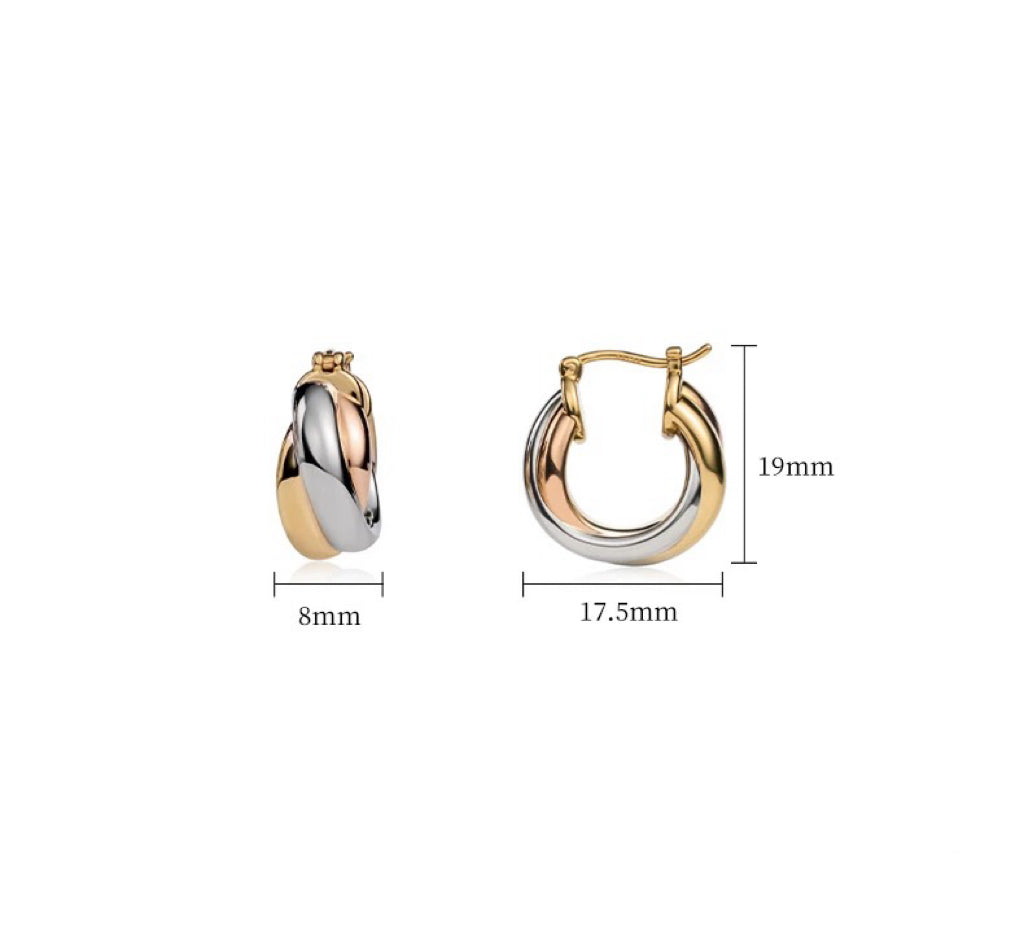 Three Tone Twist Earrings