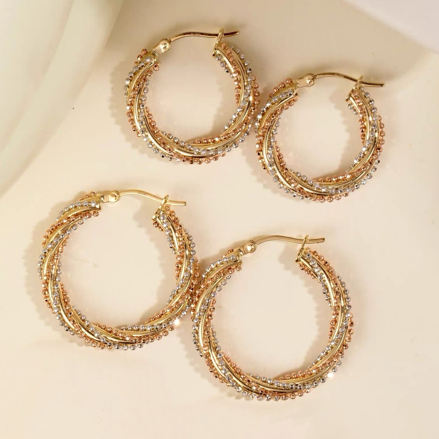 Three Tone Hoop Earrings