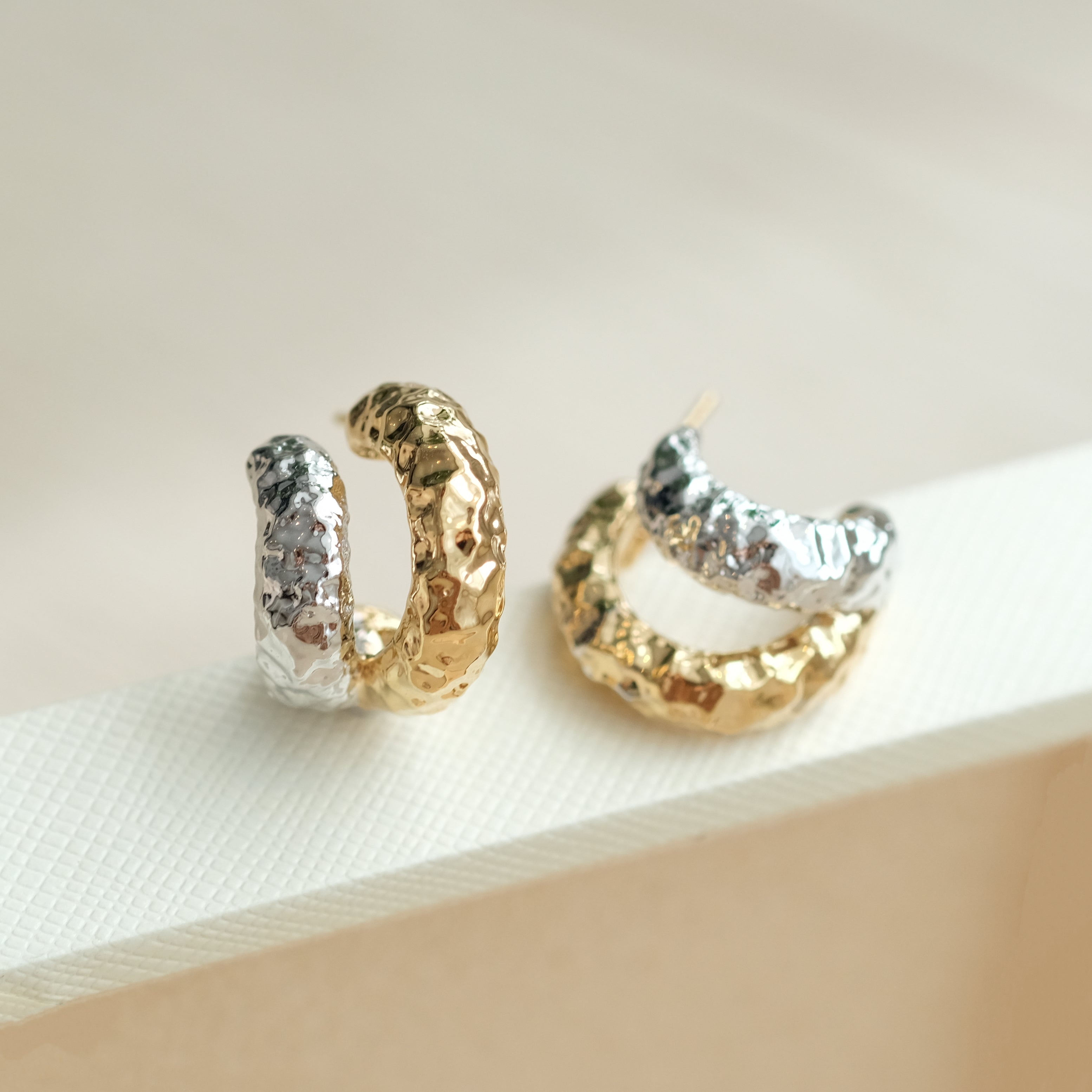 Hammered Two Tone Hoops