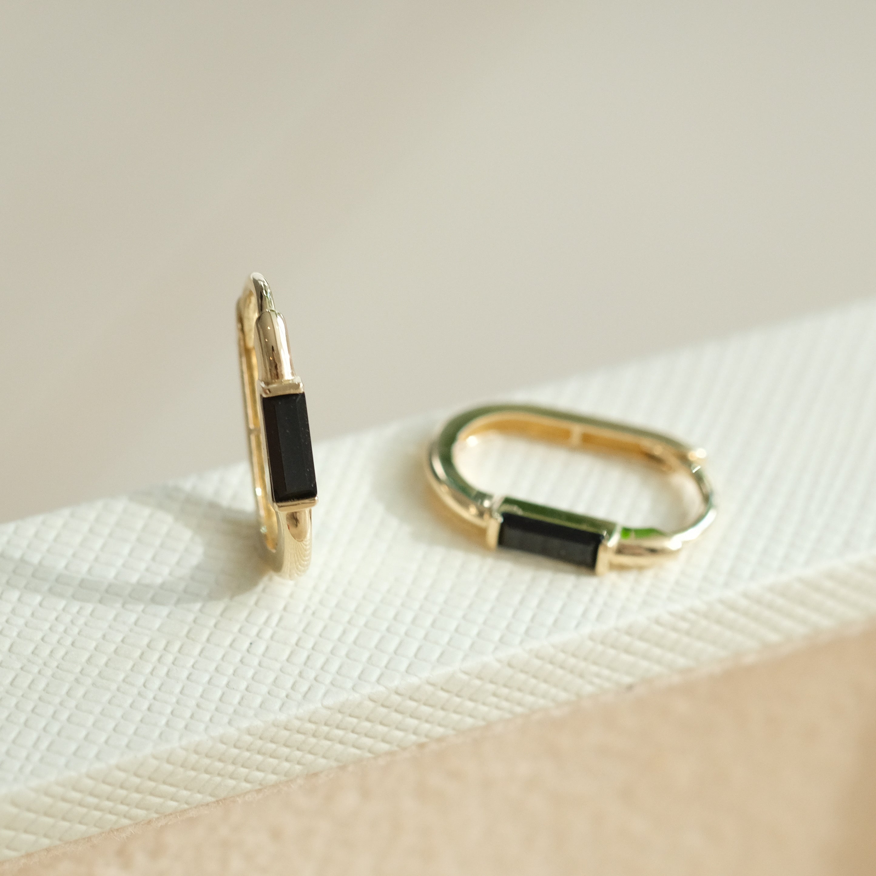 Black CZ Huggie Hoops