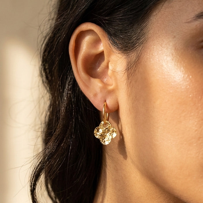 Two Tone Clover Earrings
