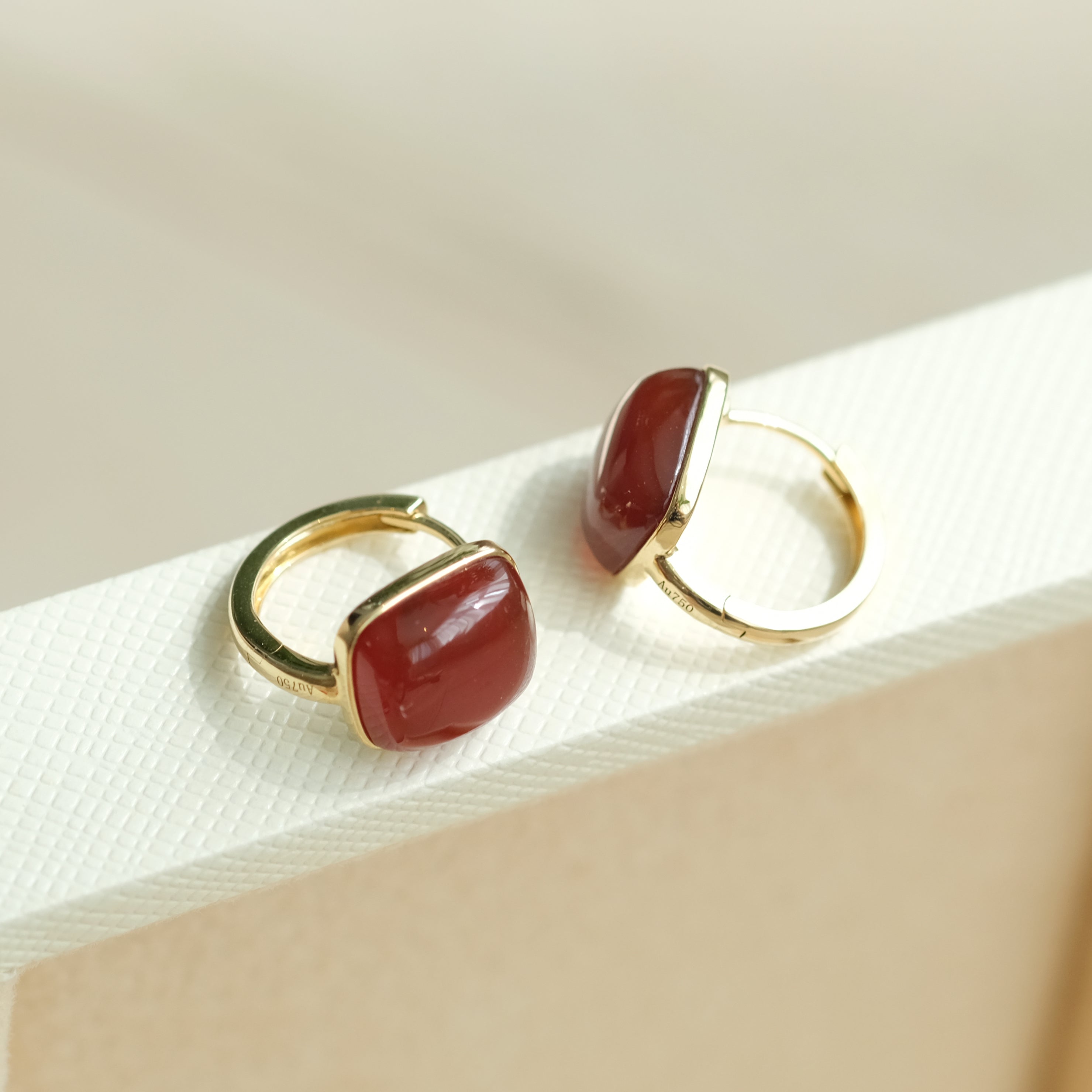 Red Onyx Hoops
