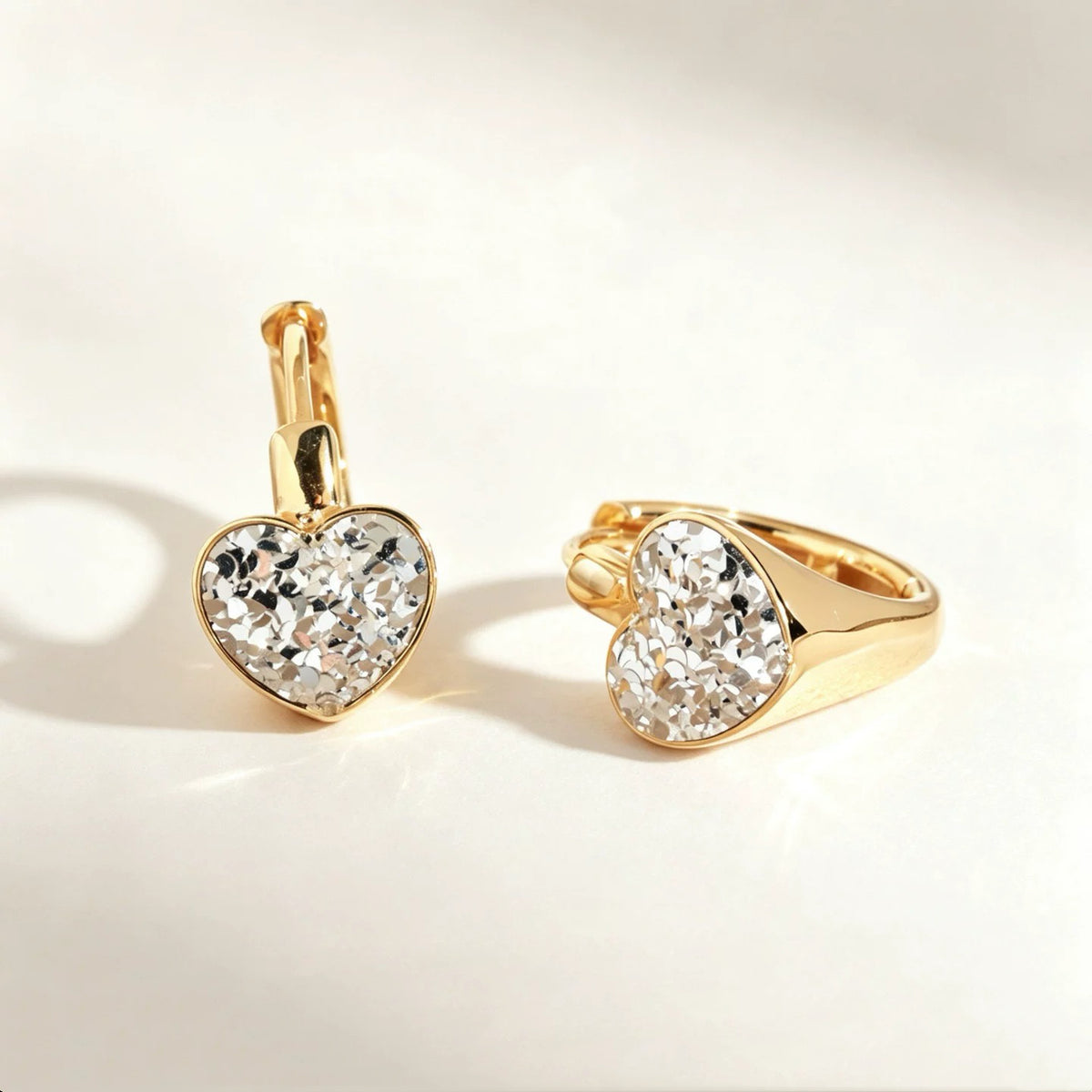 Two tone heart earrings