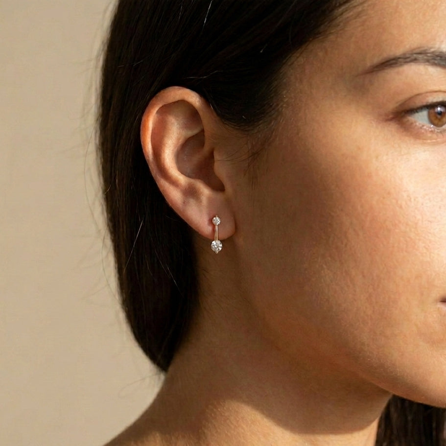Small Diamond Bar Hoop