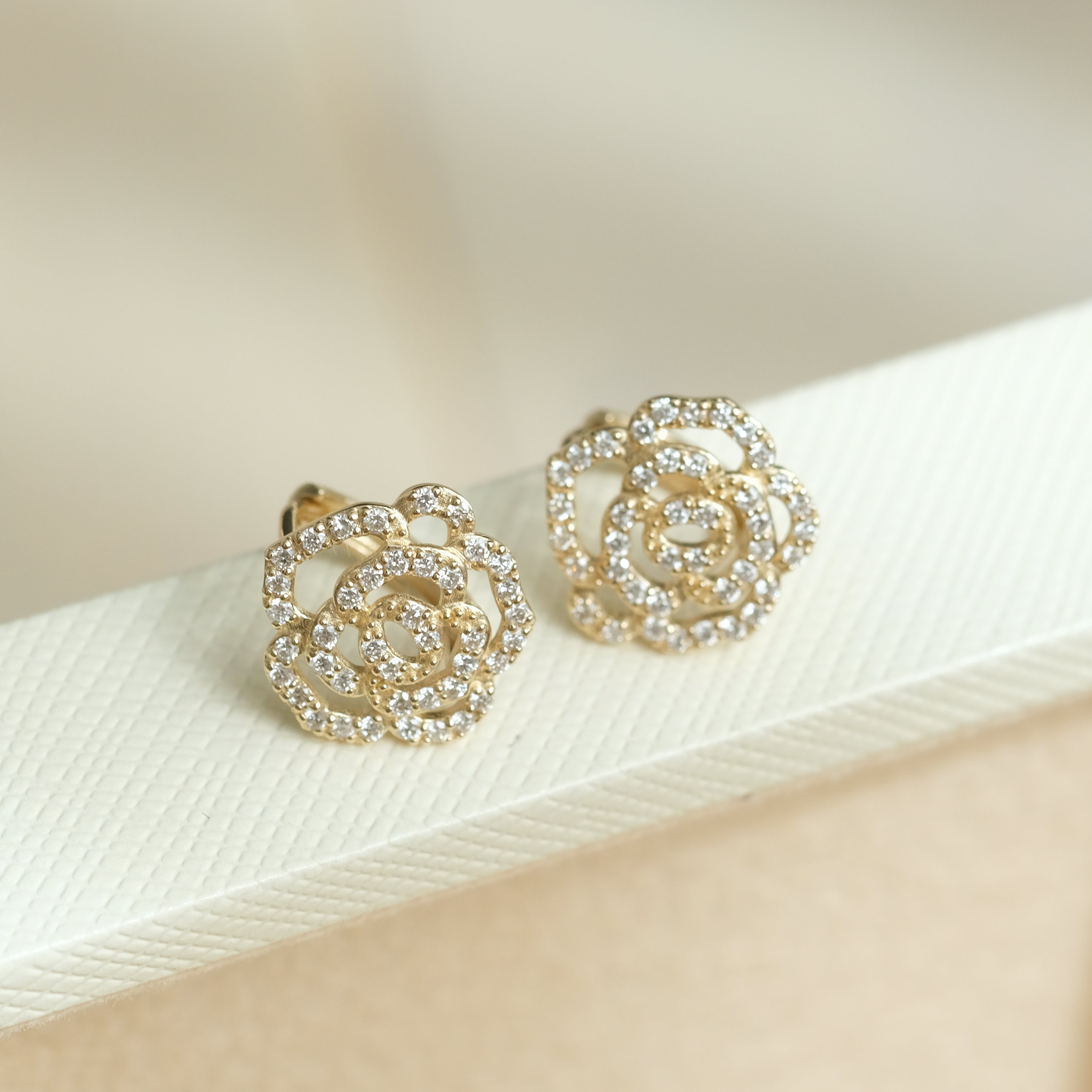 Camellia Flower Hoops
