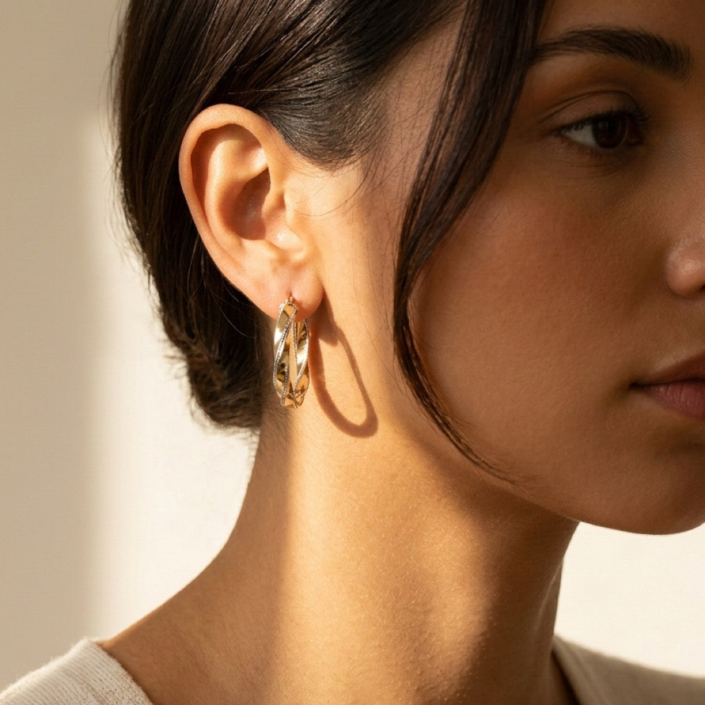 Two Tone Twist Hoop
