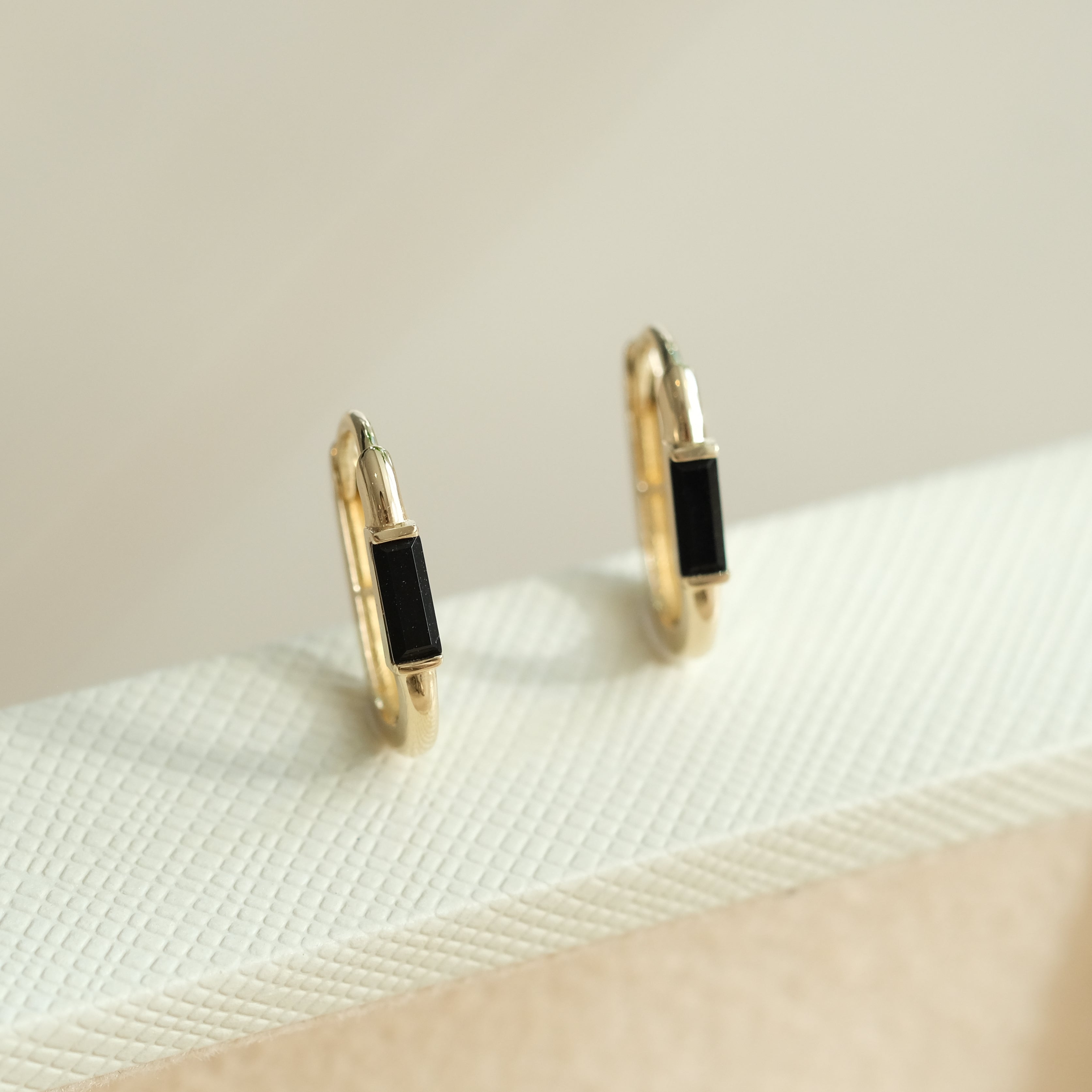 Black CZ Huggie Hoops