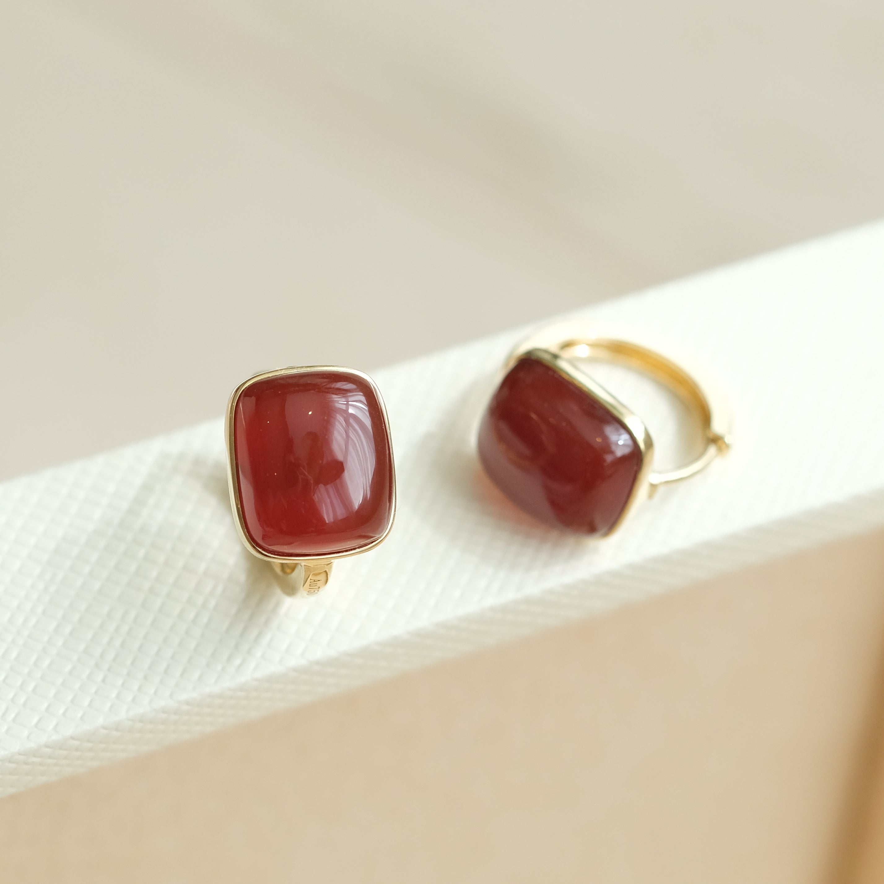Red Onyx Hoops