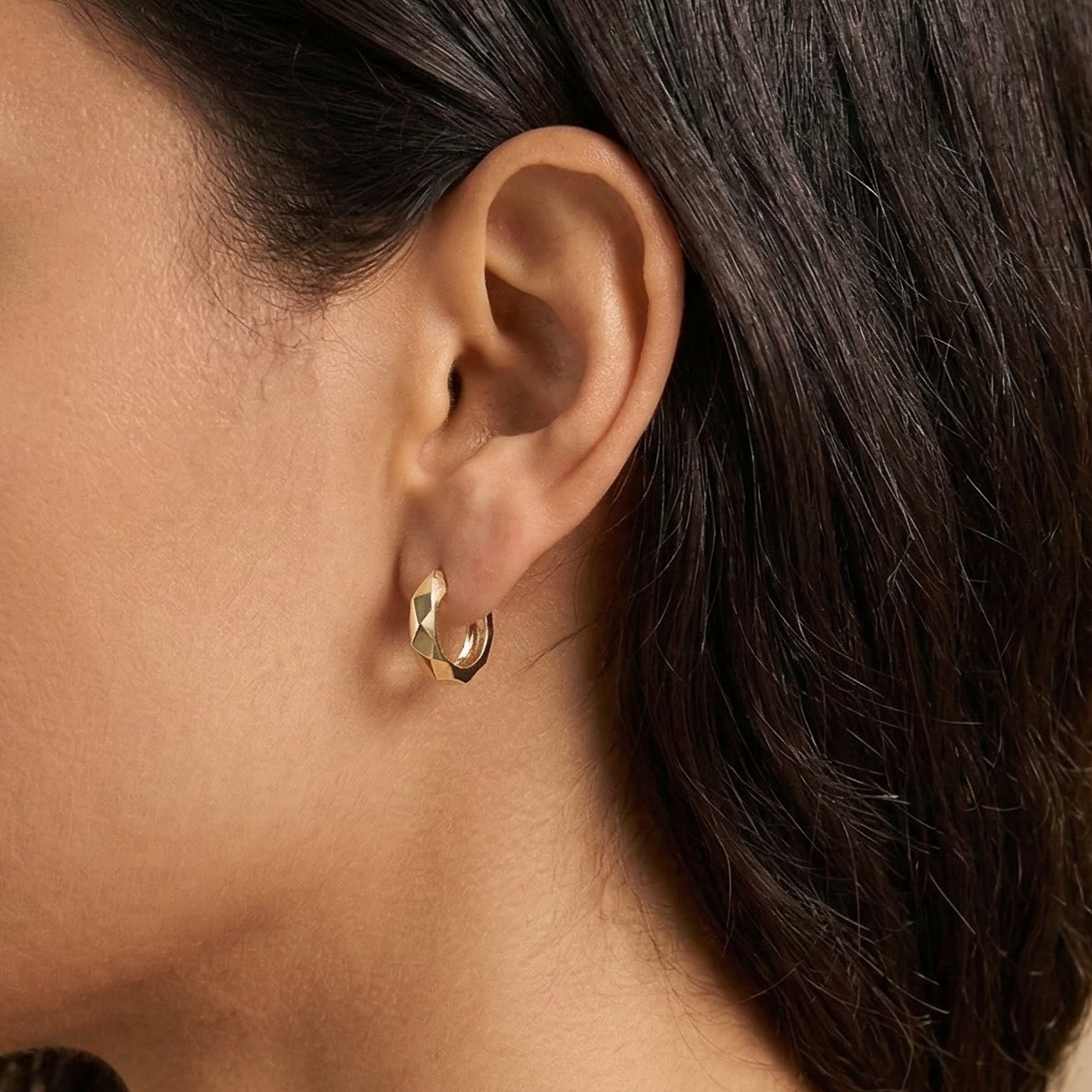 Gold Faceted Creole Hoops
