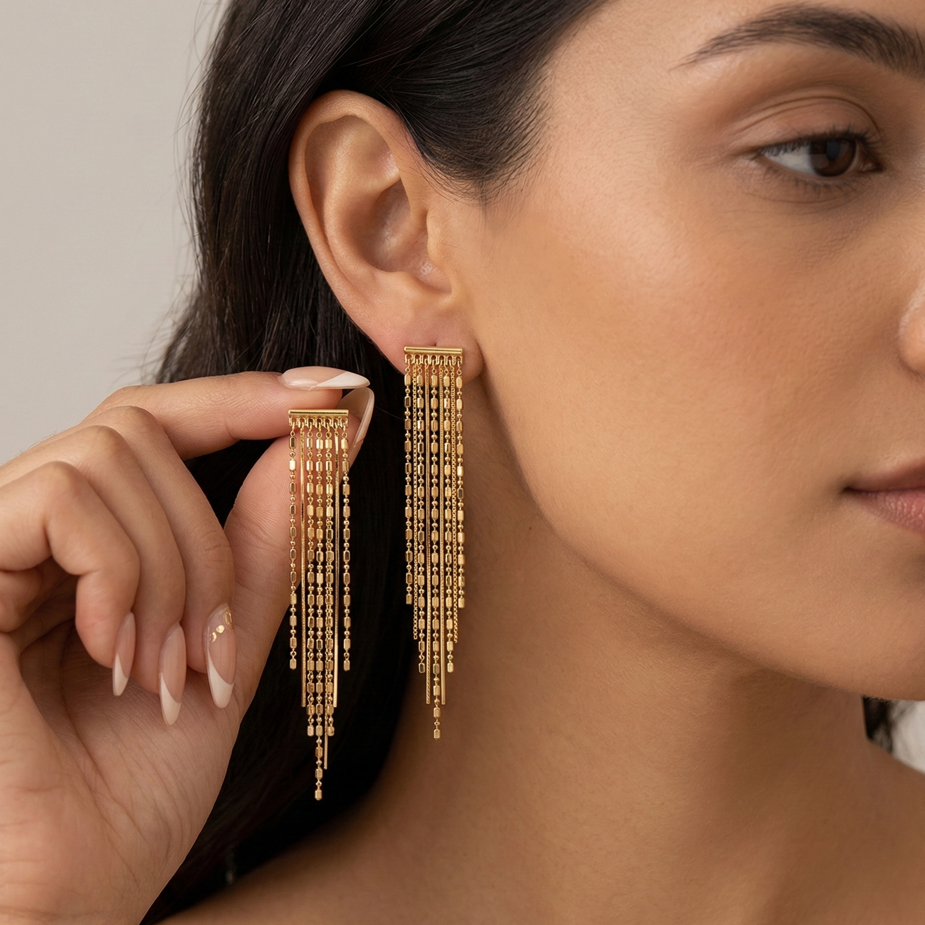 Long Beads Tassel Earrings