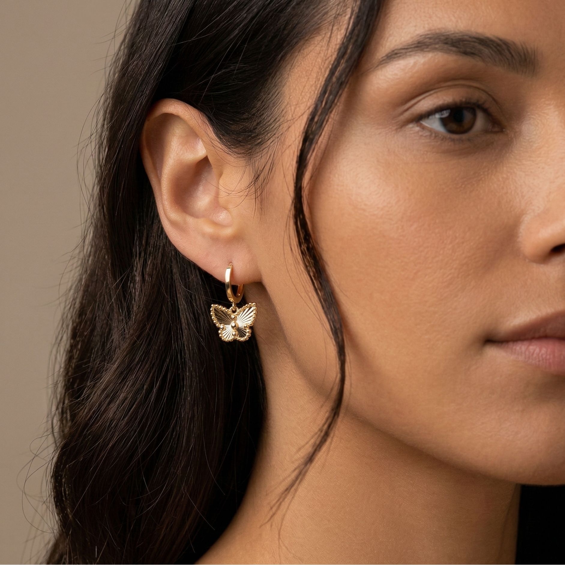 Laser Cut Butterfly Huggie Earrings