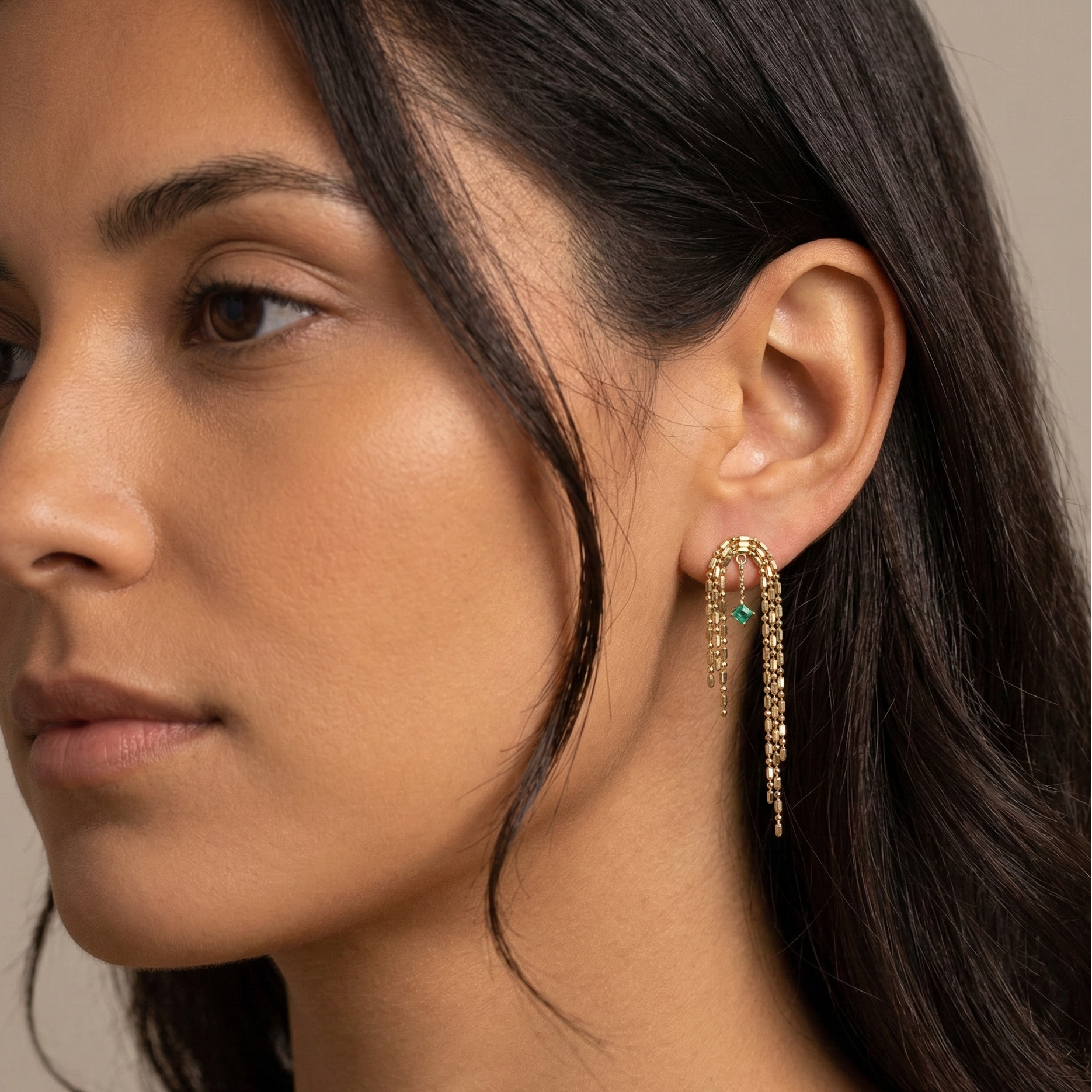 Emerald Tassel Earrings