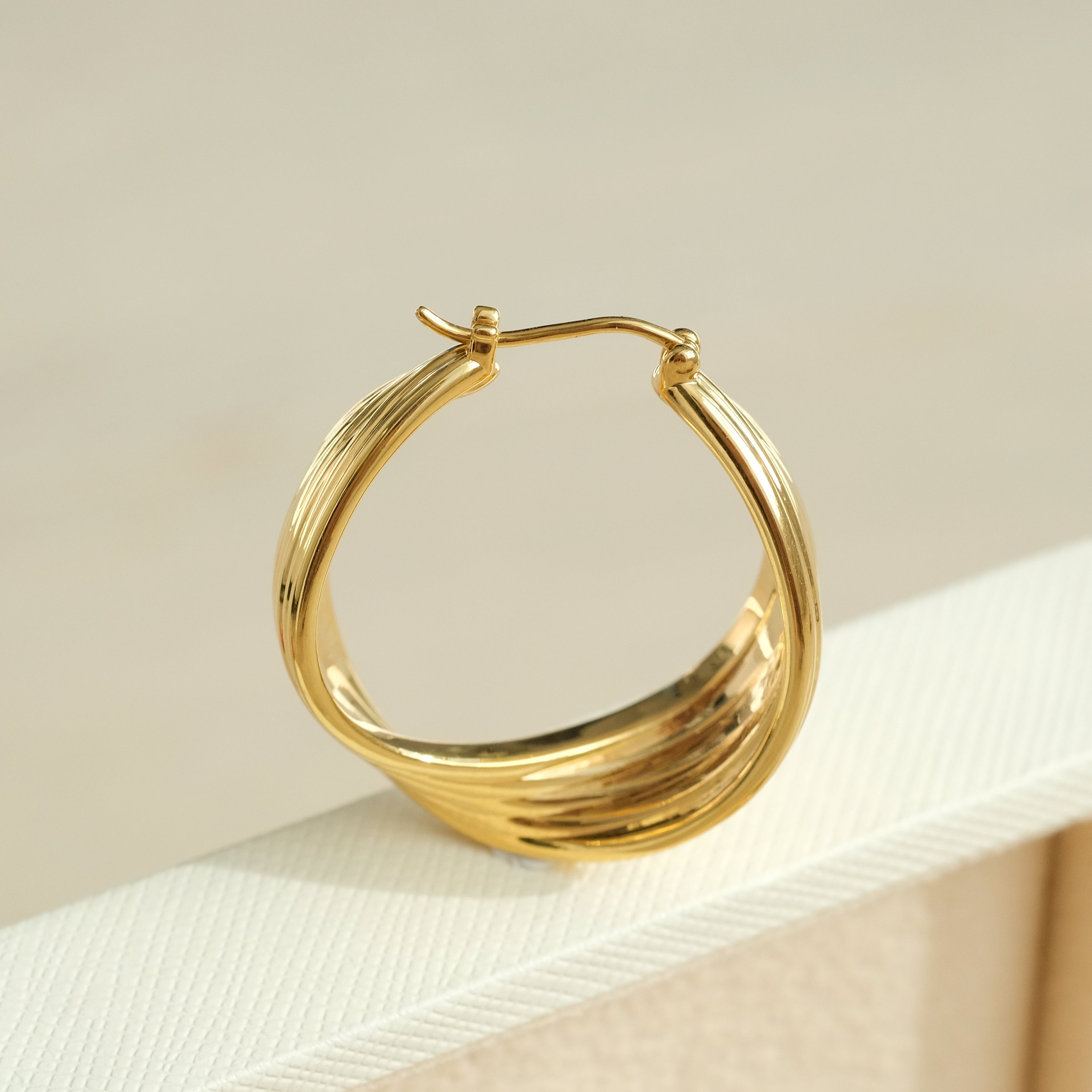 Twisted Ridge Hoop Earrings