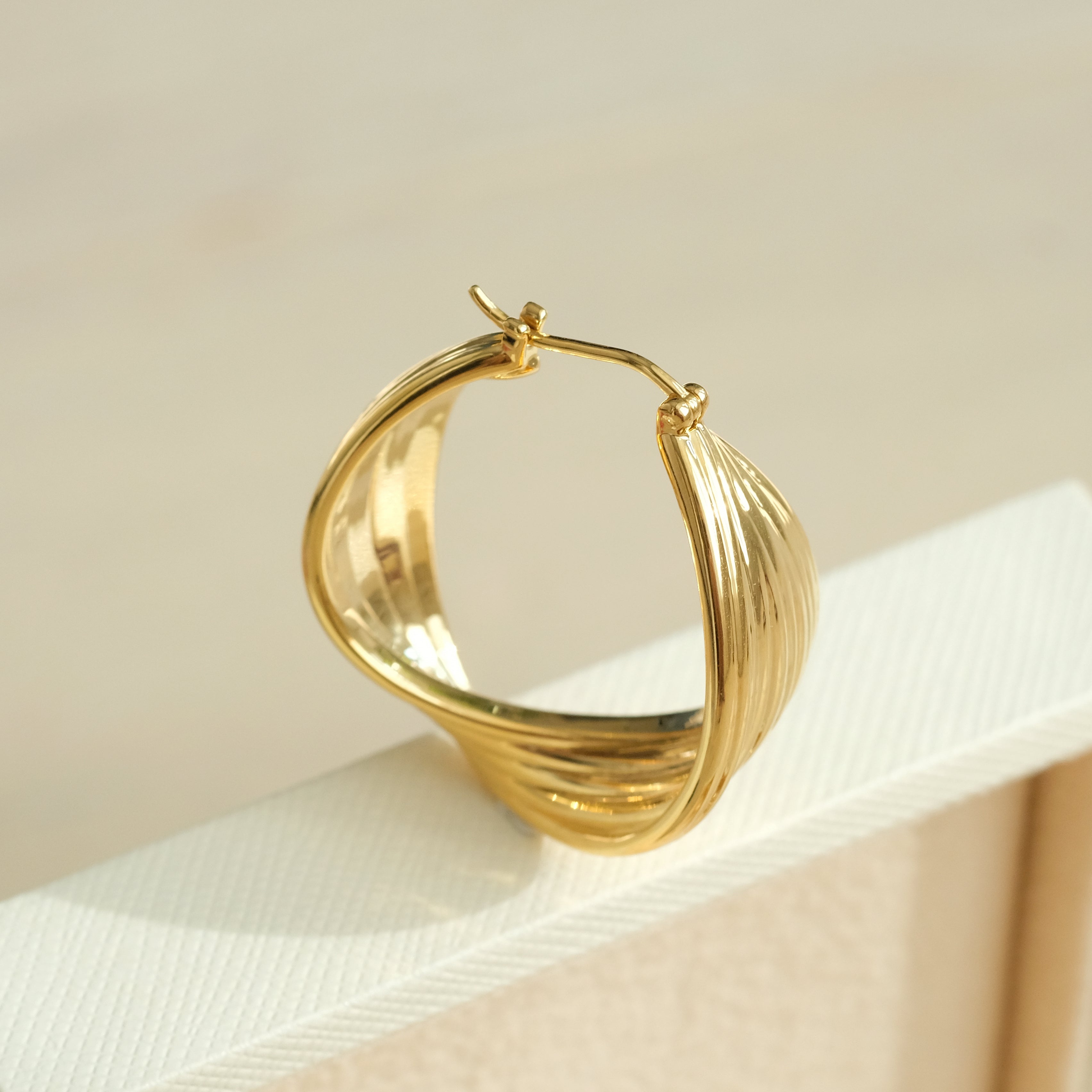 Twisted Ridge Hoop Earrings