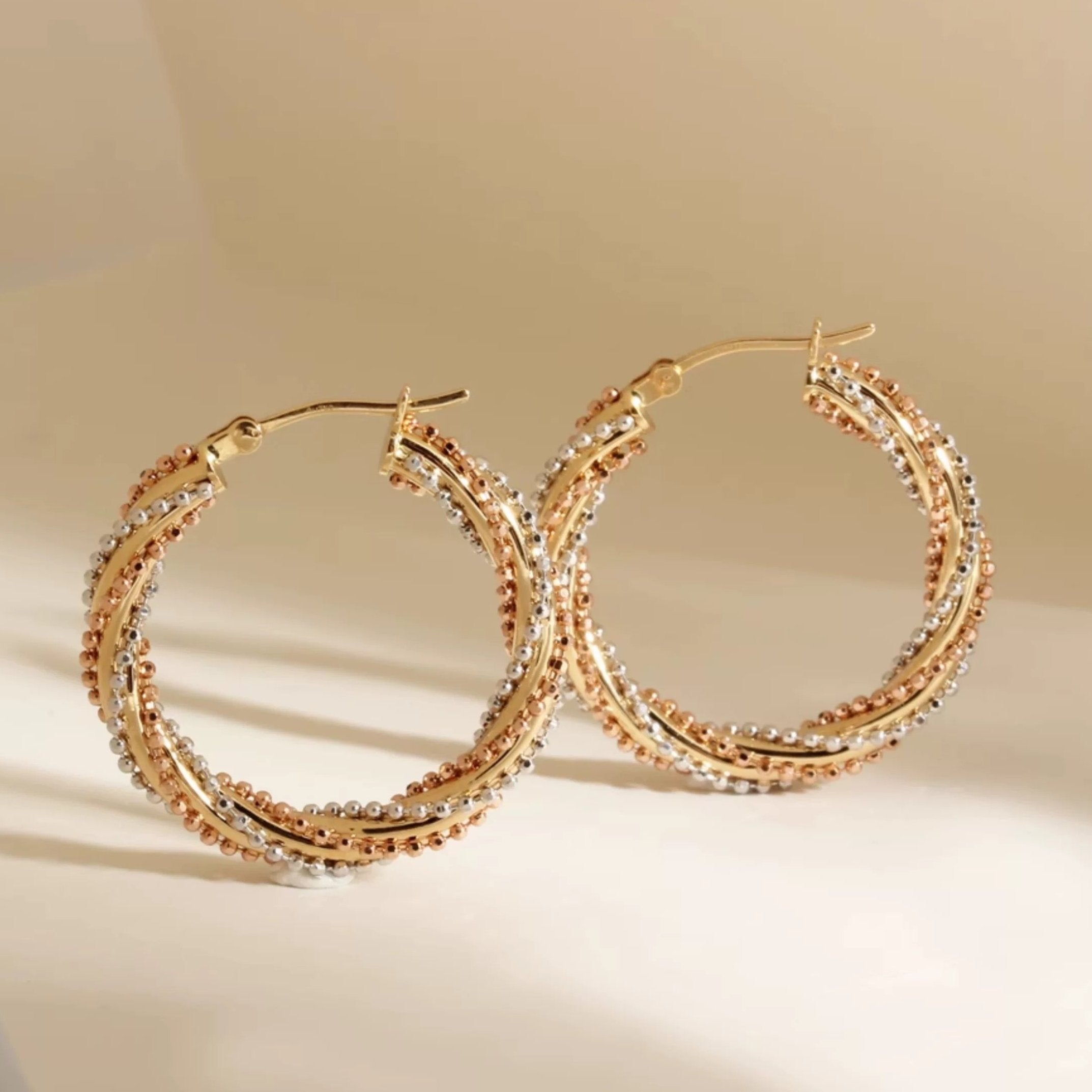 Three Tone Hoop Earrings