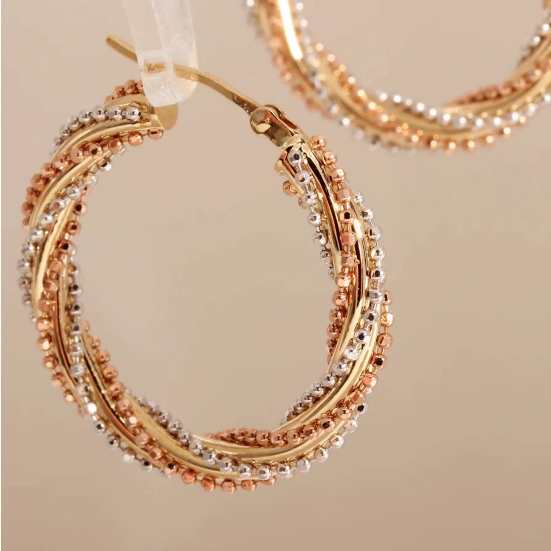 Three Tone Hoop Earrings