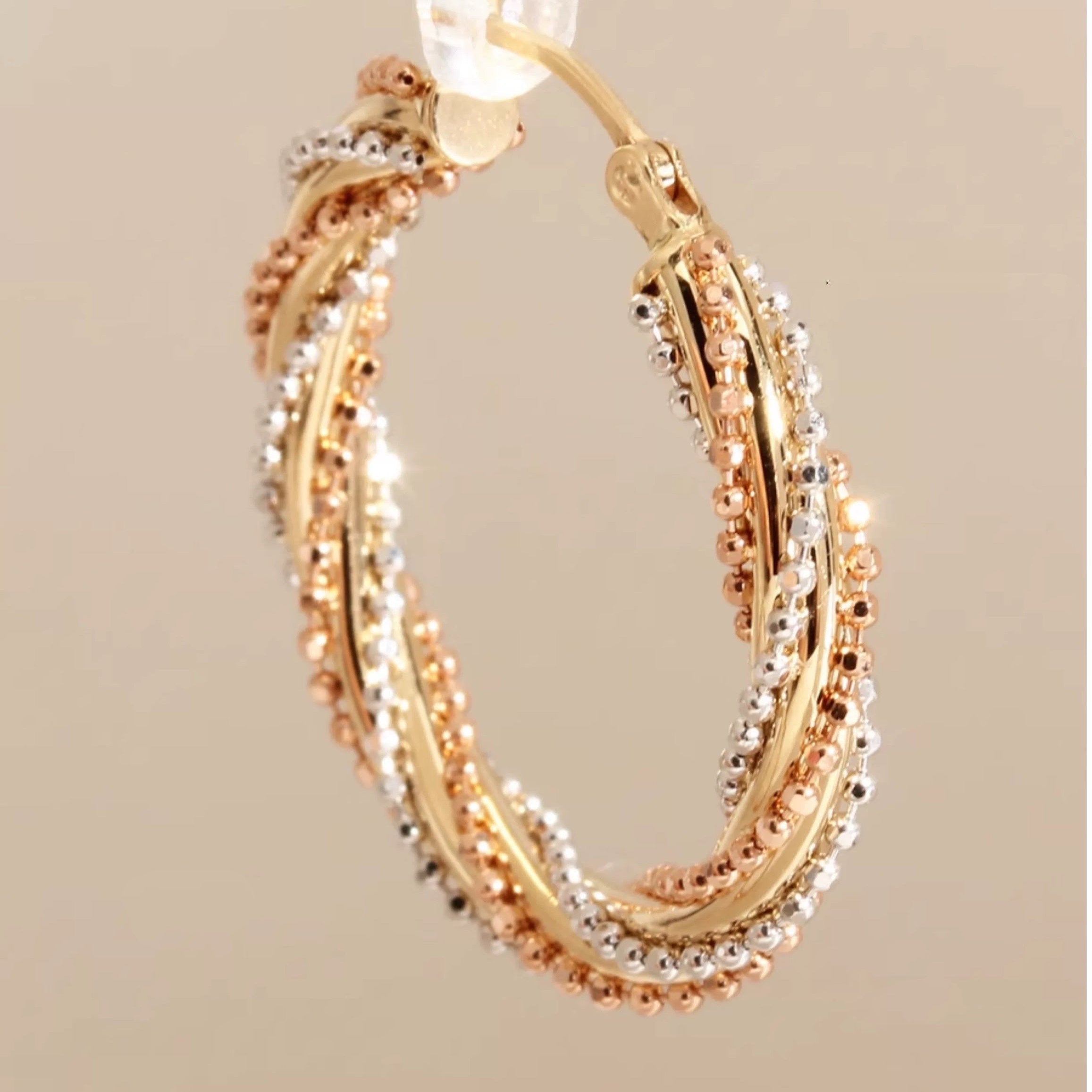 Three Tone Hoop Earrings