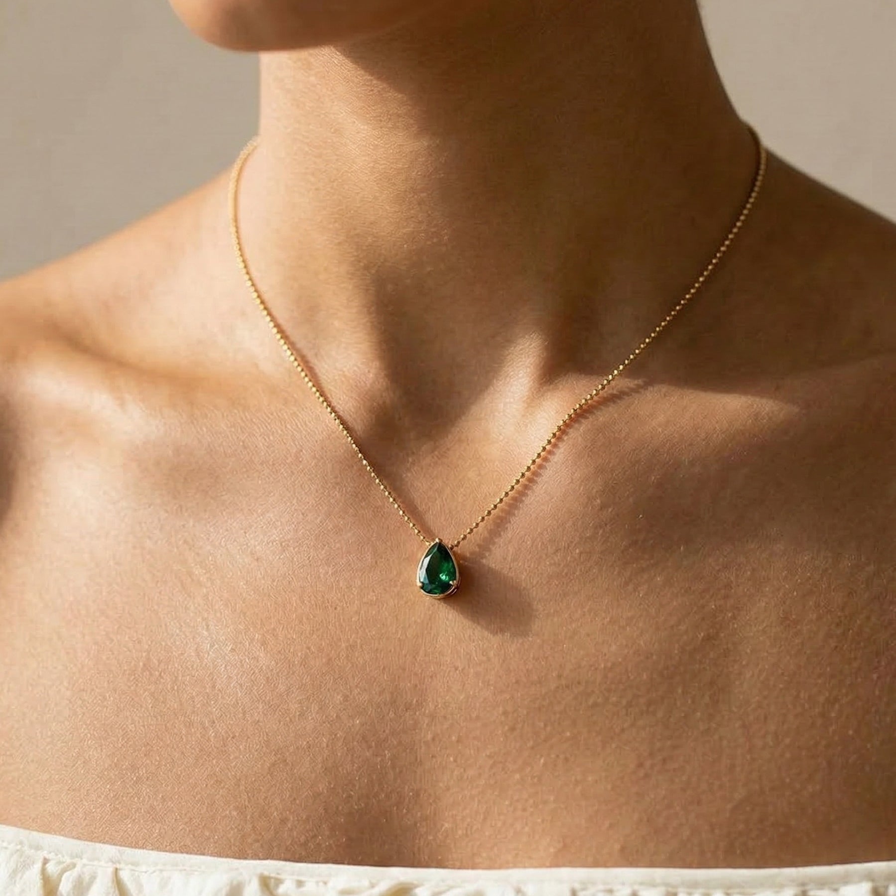 Teardrop Emerald Charm