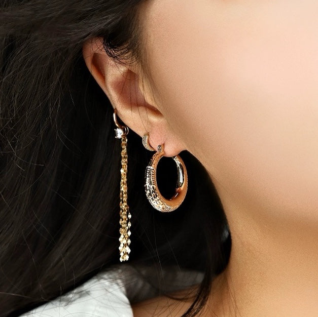 Laser Cut Textured Tube Hoop Earrings