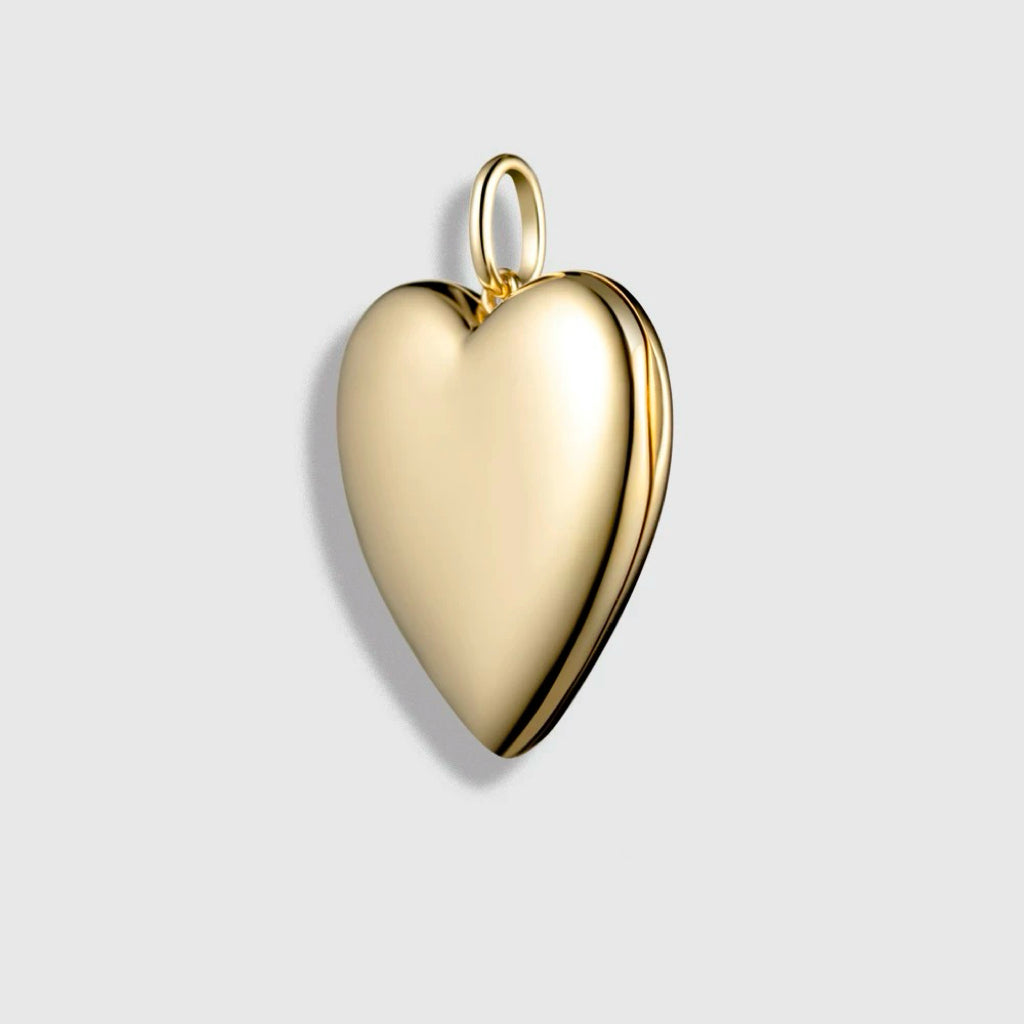 18K Solid Gold Heart Photo Locket