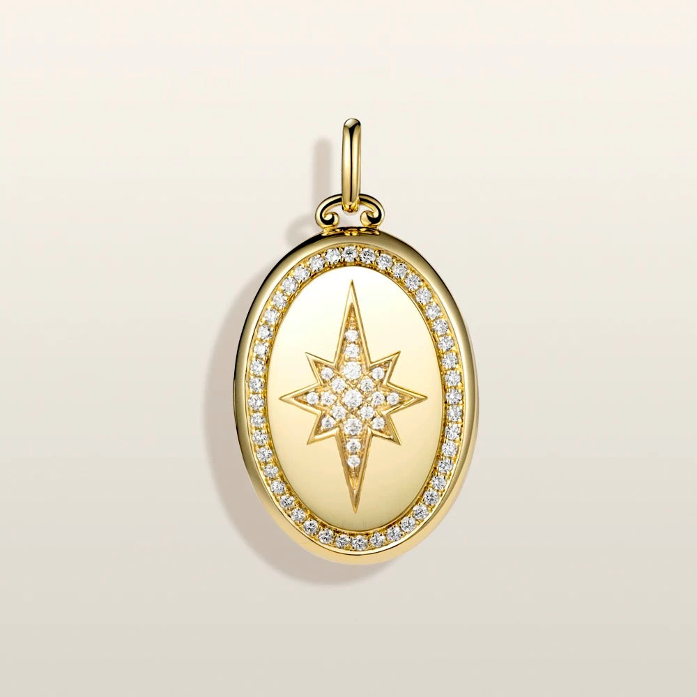 18K Eight Point Star Photo Locket