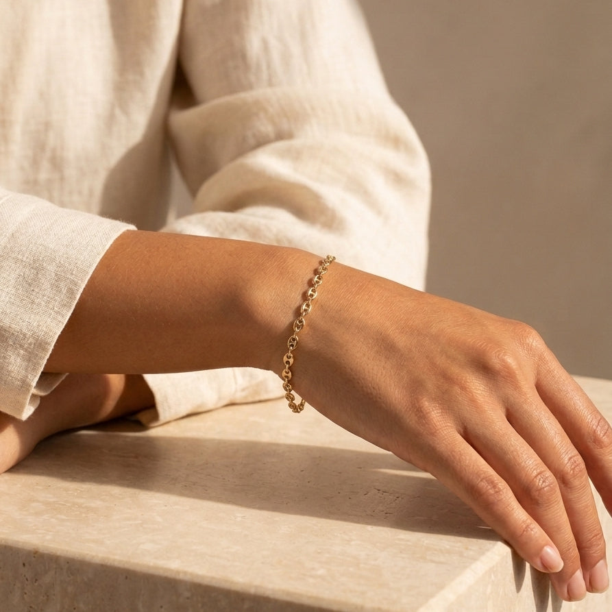 4mm Puffed Anchor Mariner Bracelet