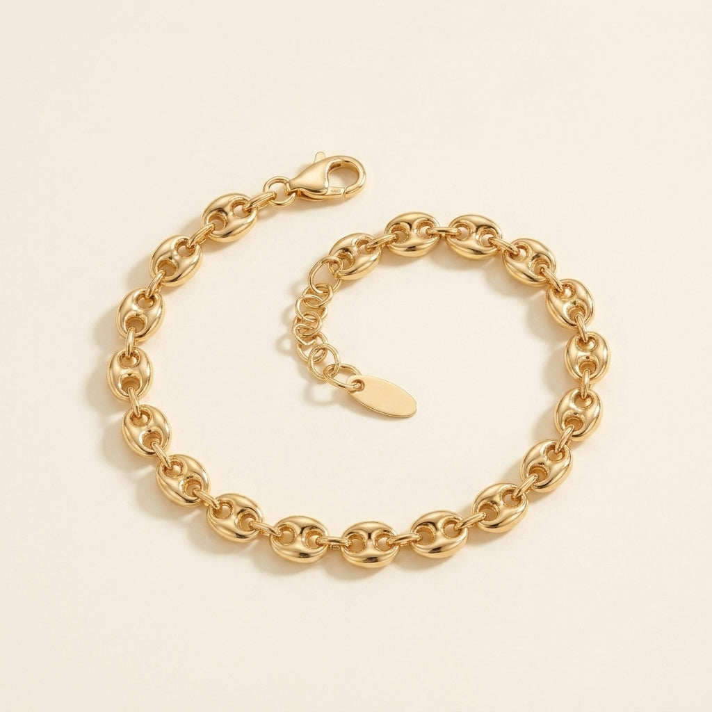 4mm Puffed Anchor Mariner Bracelet