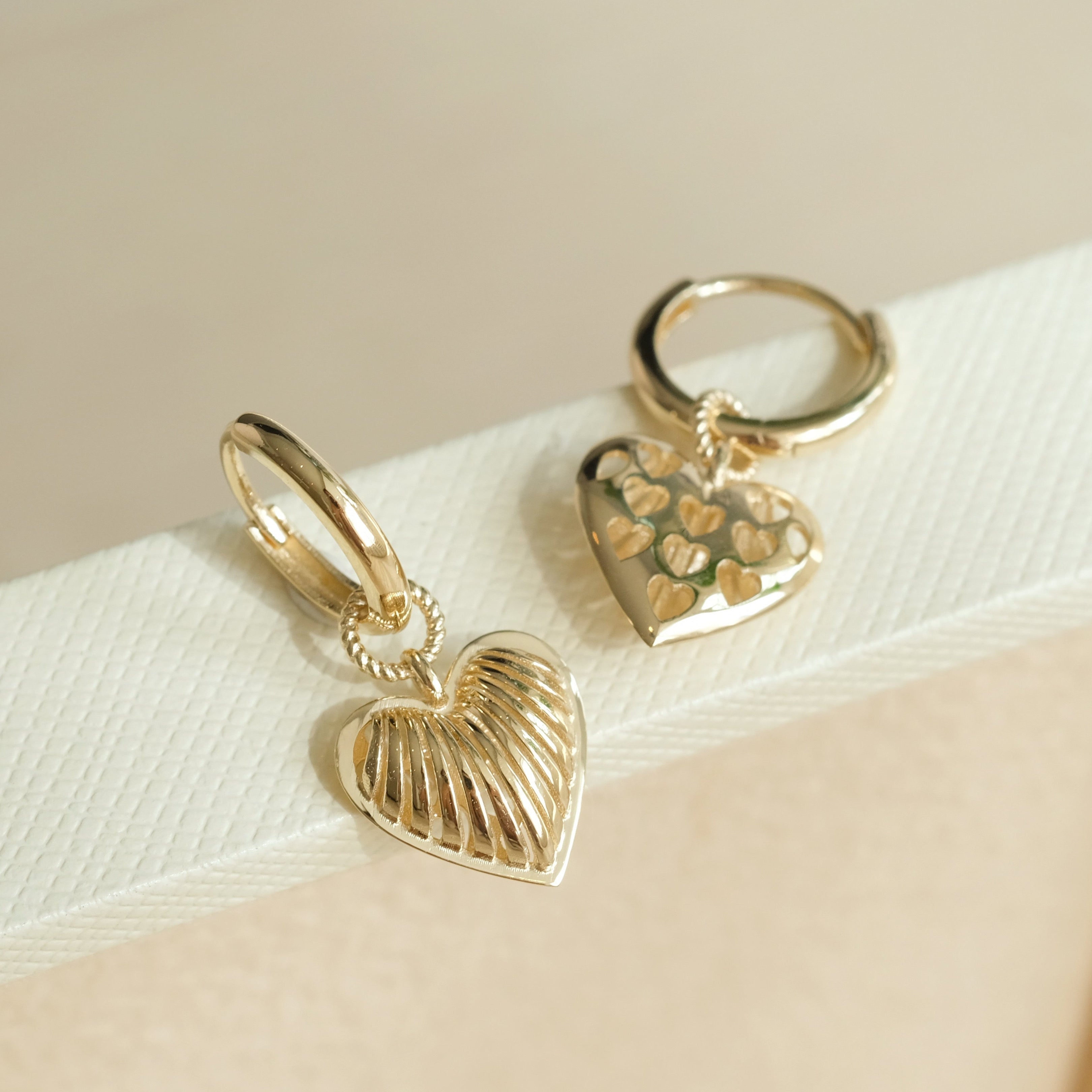 Removable Heart Charm Hoops