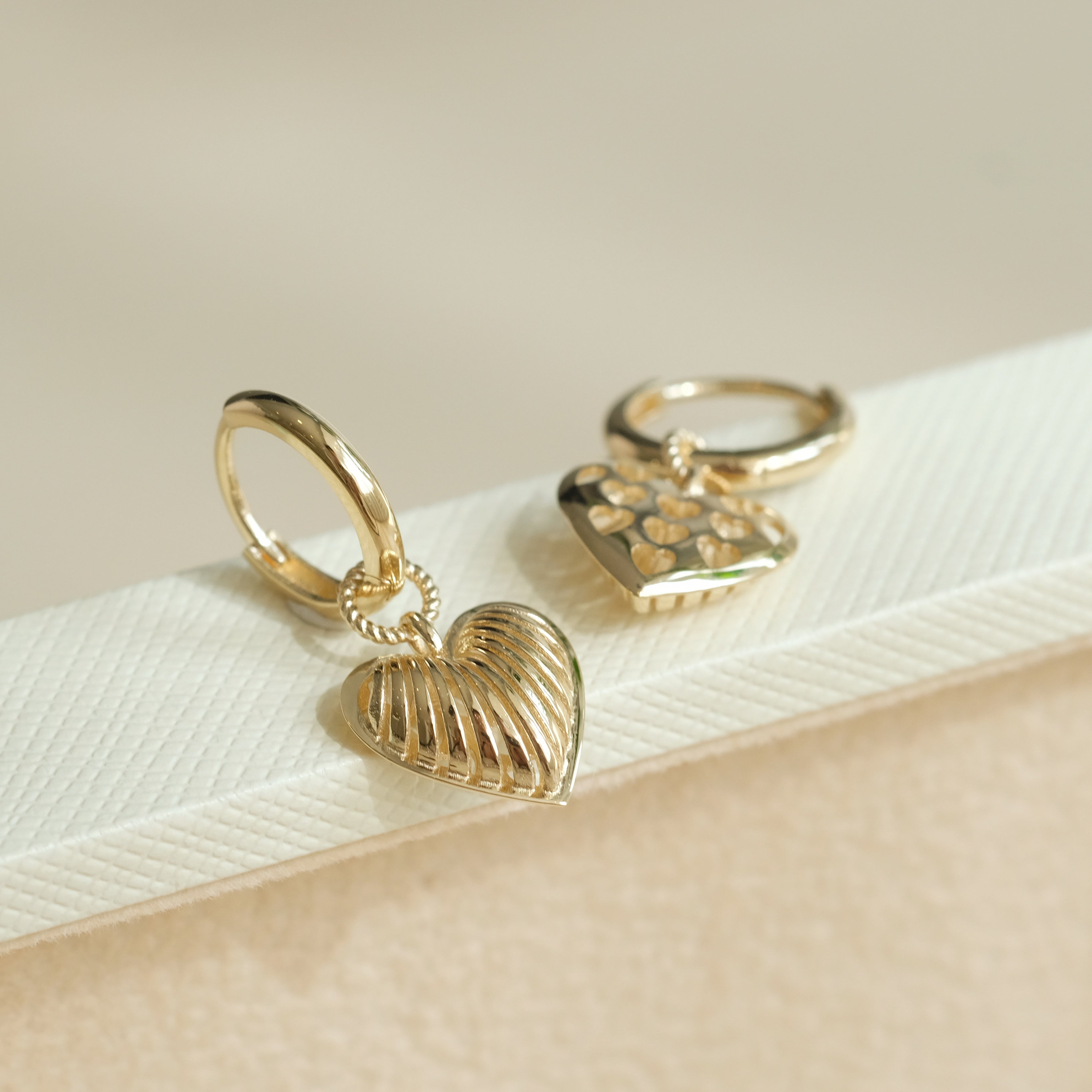 Removable Heart Charm Hoops