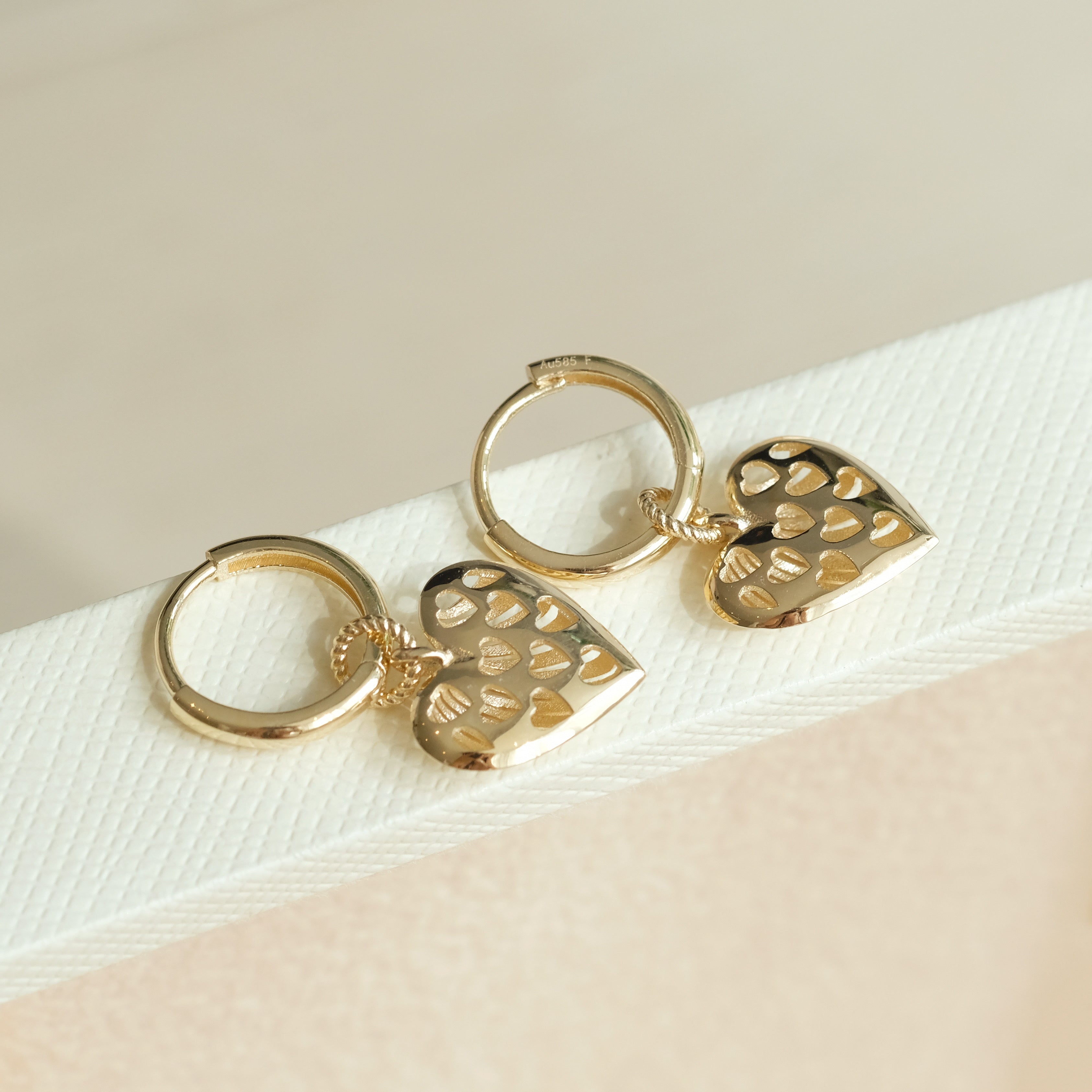 Removable Heart Charm Hoops
