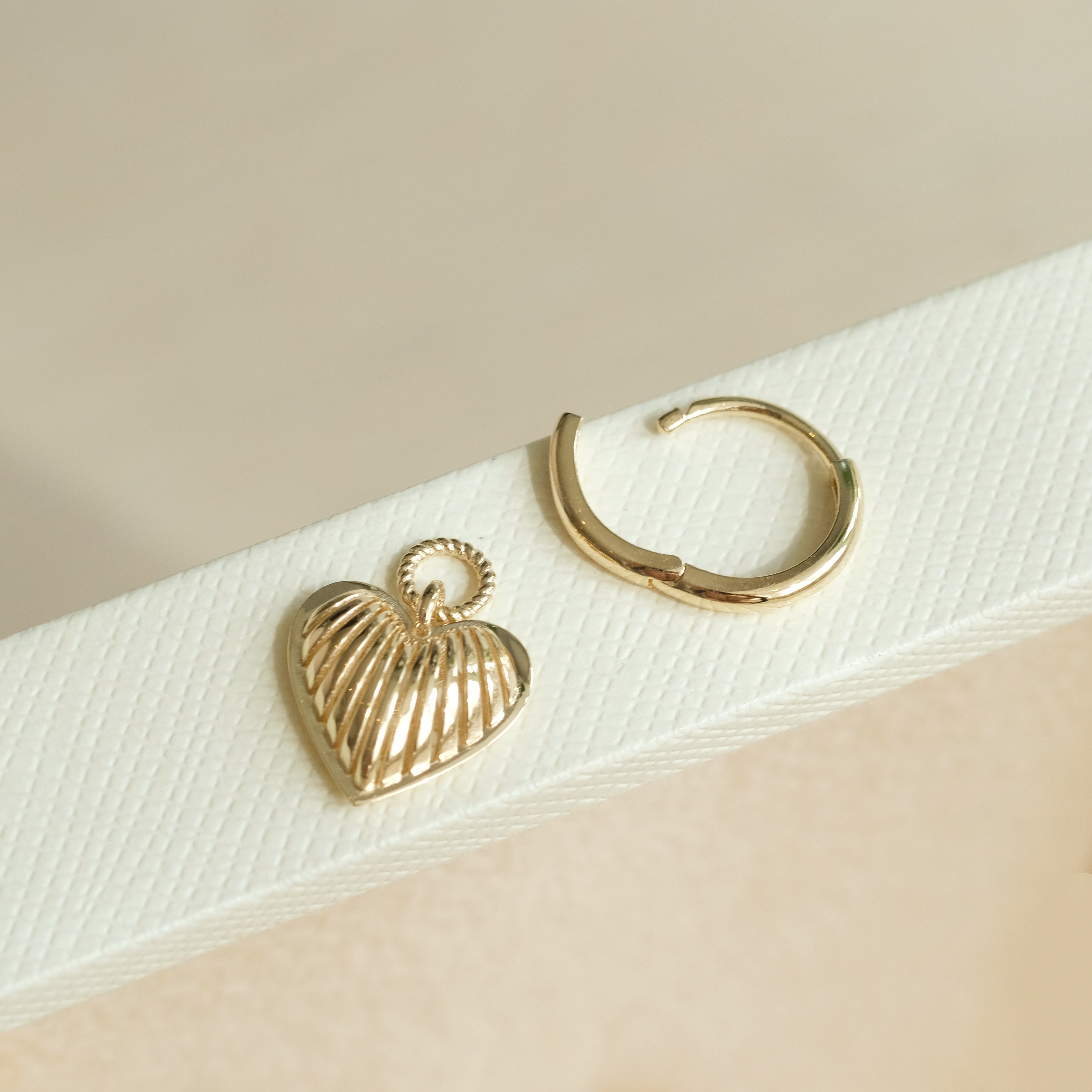 Removable Heart Charm Hoops